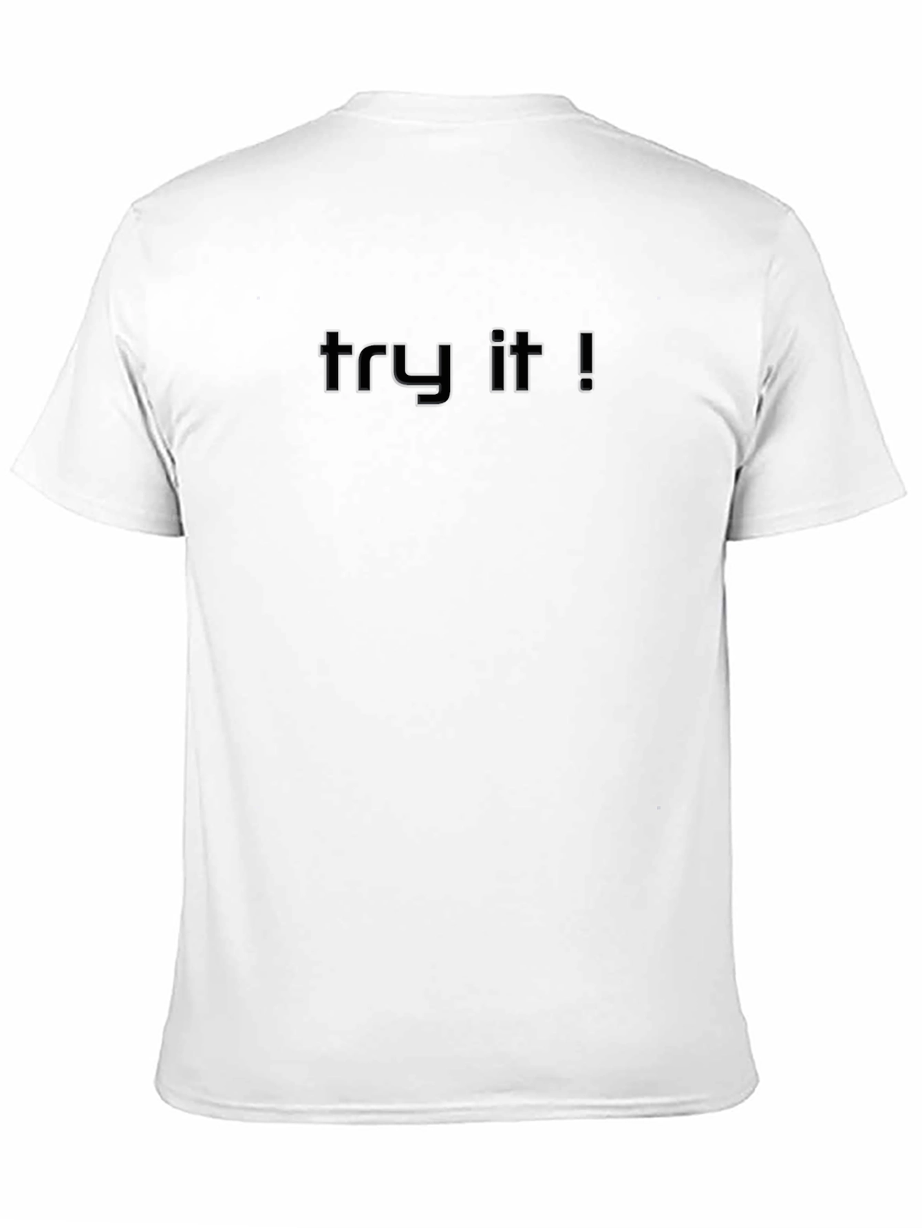 Try It! Black Embossed Graphic Tee - Modern Style