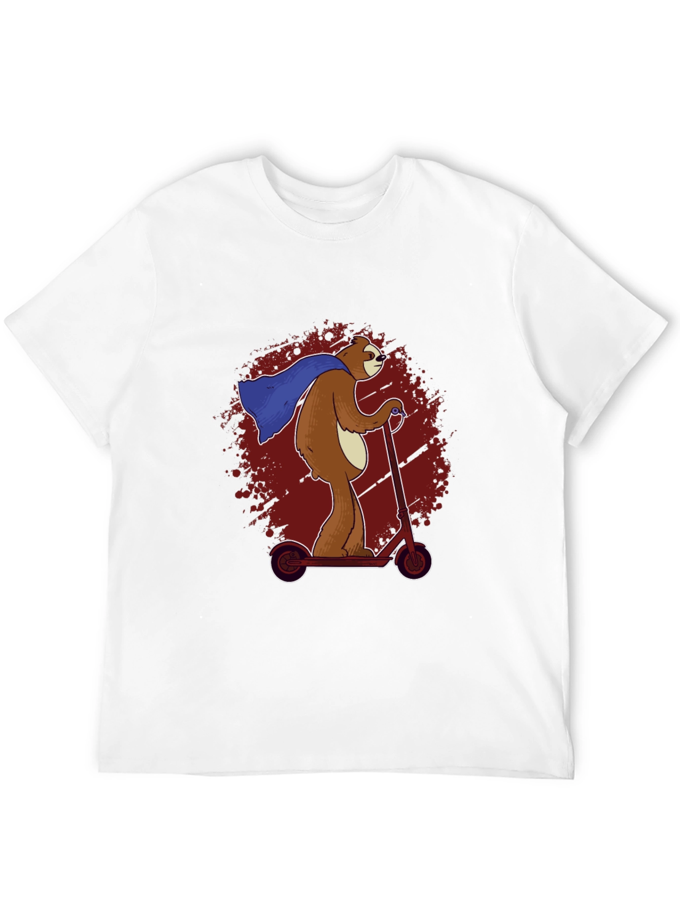 Superhero Sloth Scooter T-Shirt - Funny Sloth Cape Design