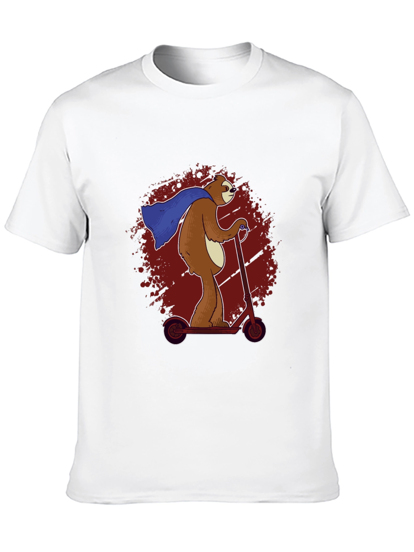 Superhero Sloth Scooter T-Shirt - Funny Sloth Cape Design