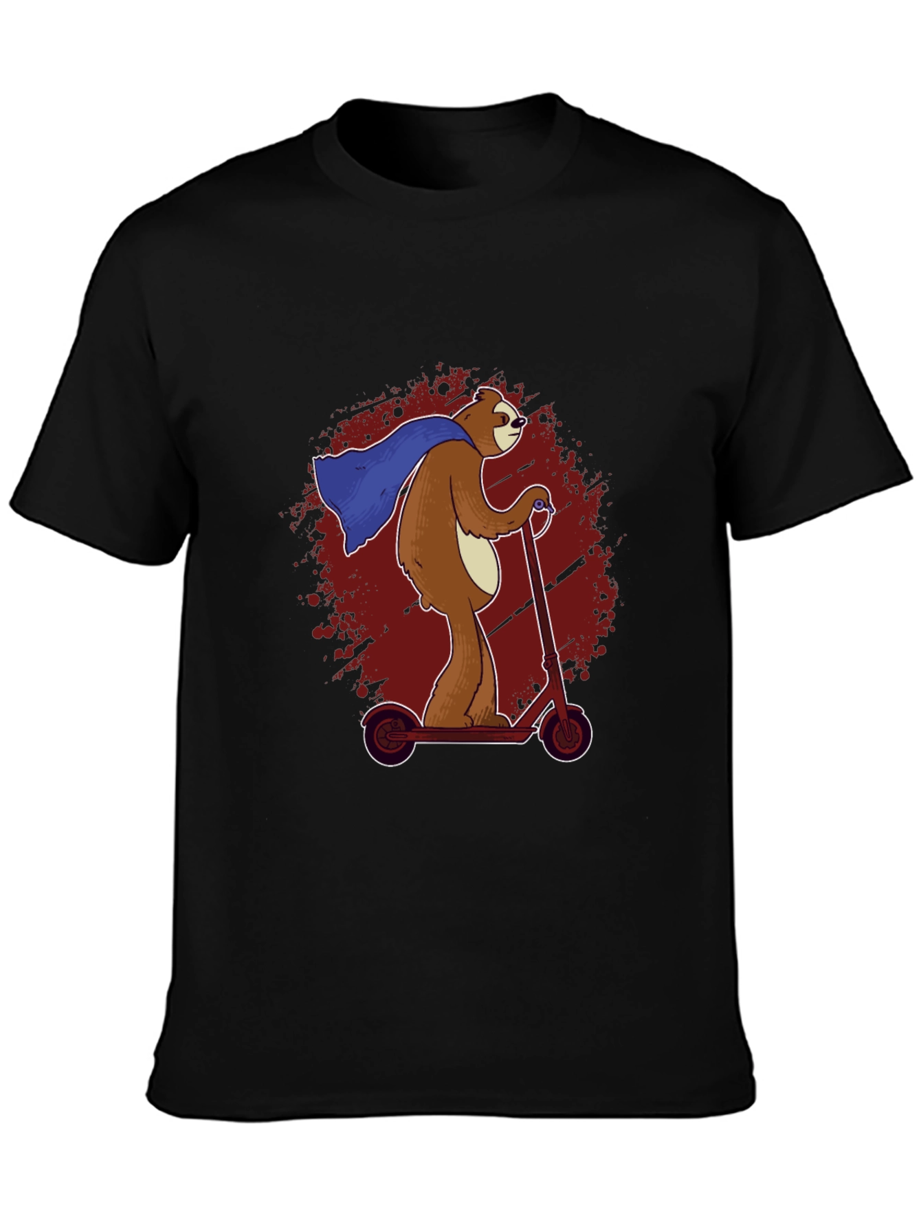 Superhero Sloth Scooter T-Shirt - Funny Sloth Cape Design