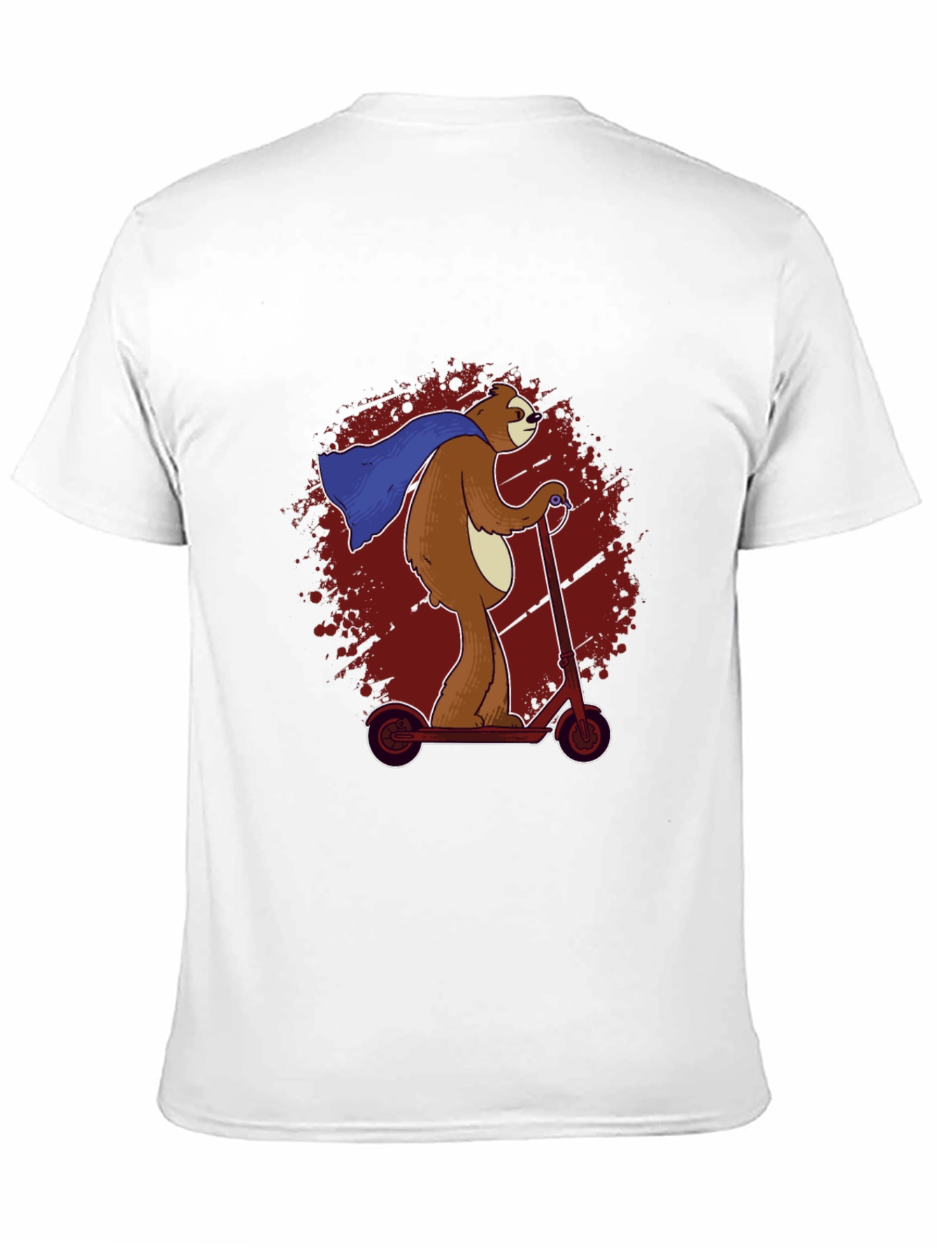 Superhero Sloth Scooter T-Shirt - Funny Sloth Cape Design