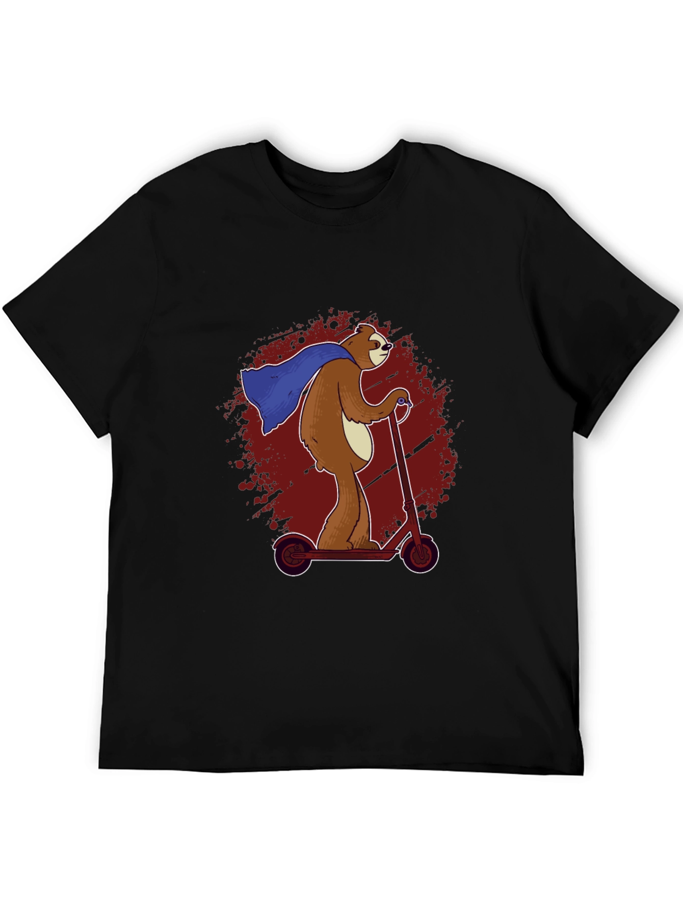 Superhero Sloth Scooter T-Shirt - Funny Sloth Cape Design
