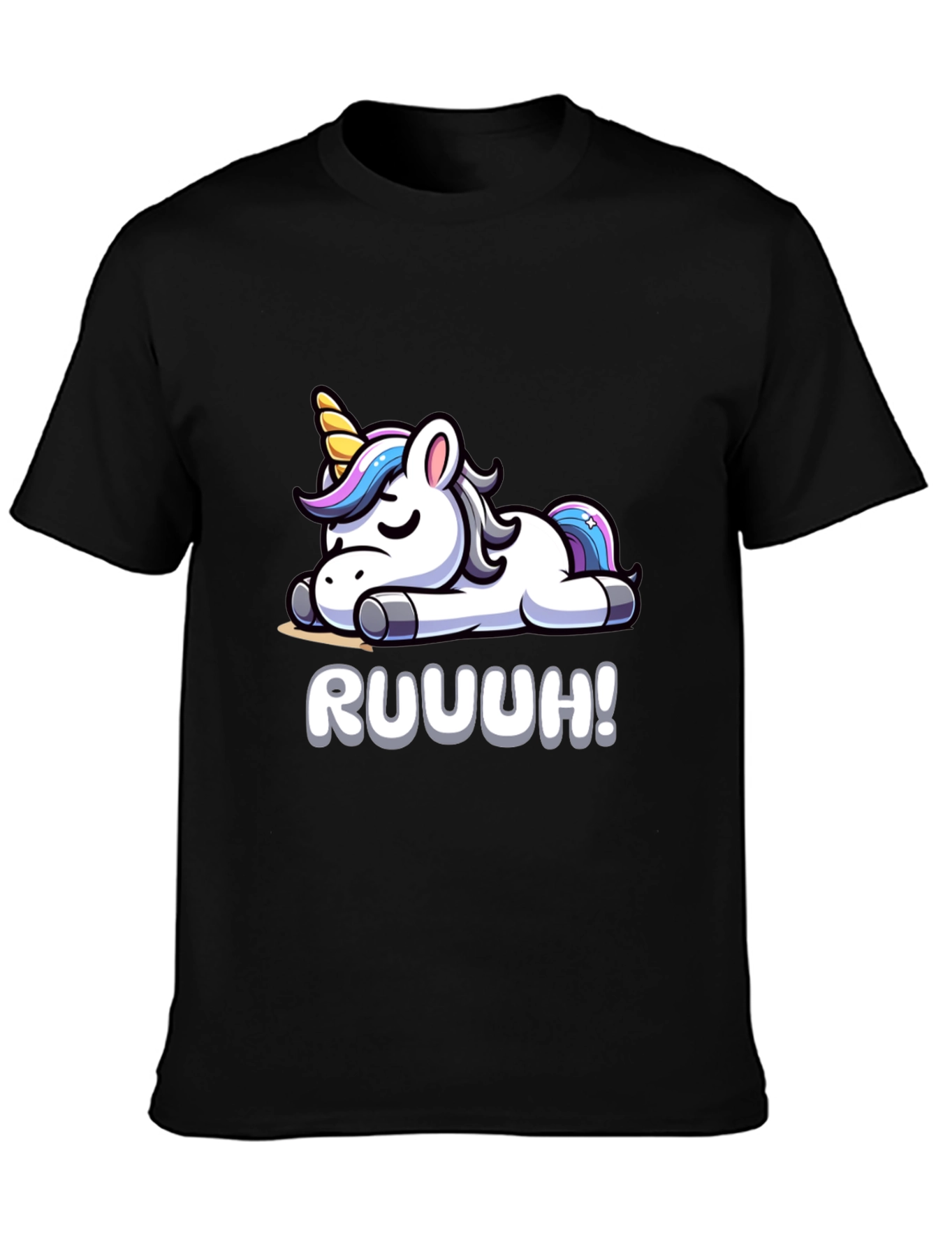 Unicorn Ruuuh! Graphic Black T-Shirt