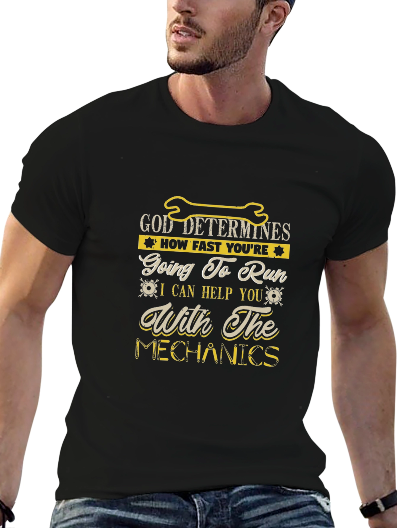 God Determines Mechanics T-Shirt - Black