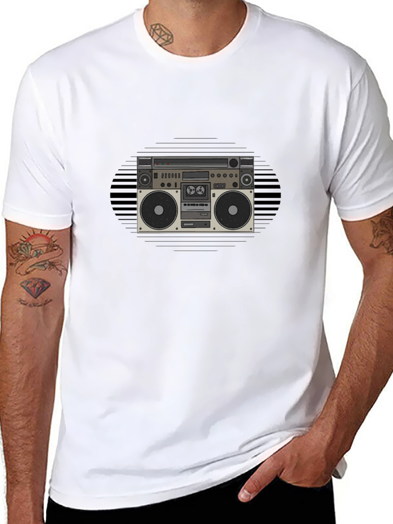 Retro Boombox Graphic Tee - Classic Style