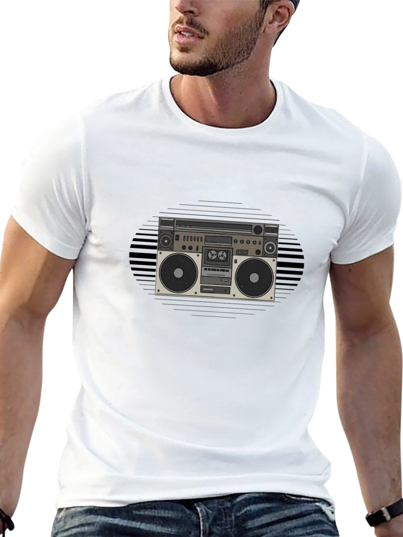 Retro Boombox Graphic Tee - Classic Style