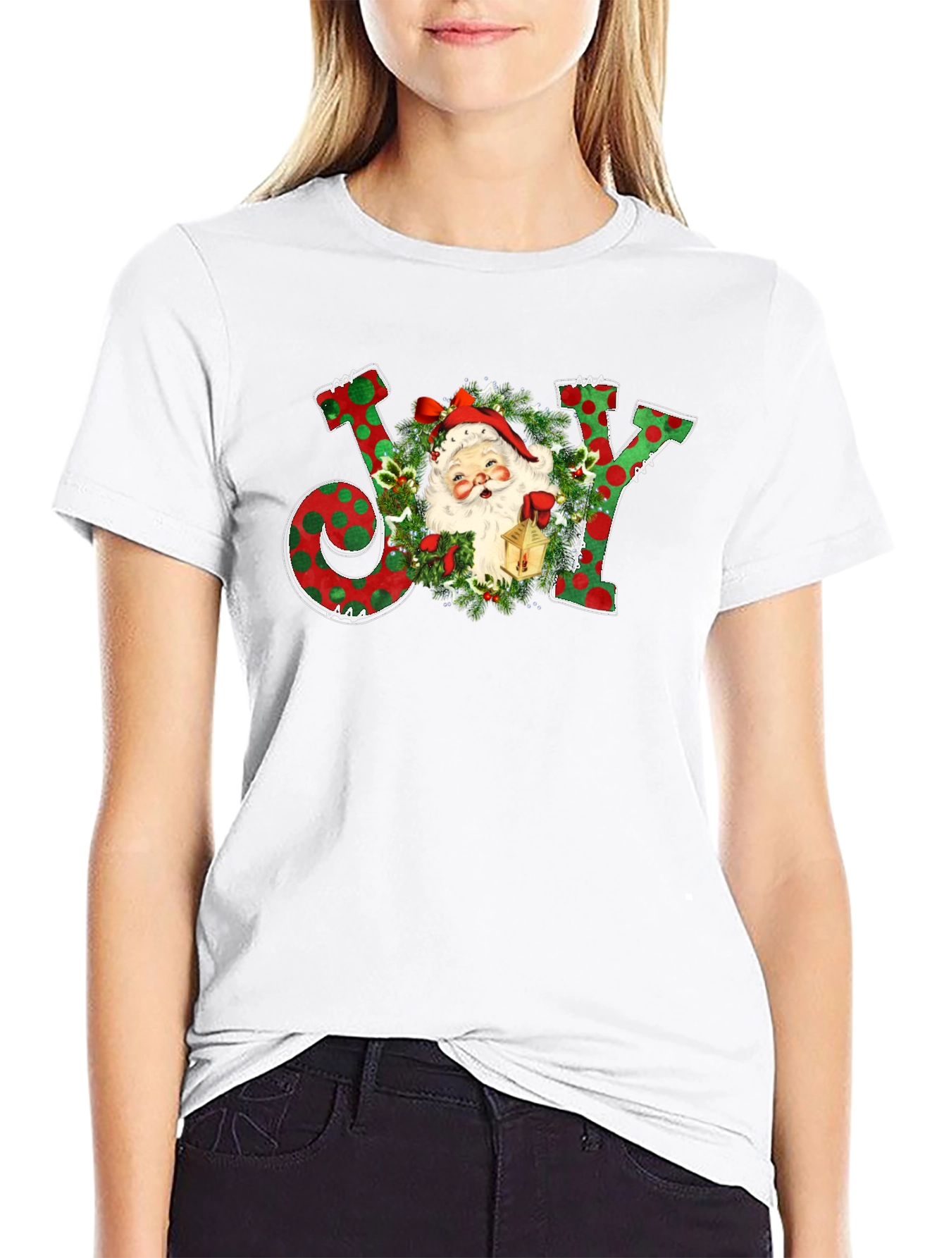 Festive Holiday Joy Santa T-Shirt