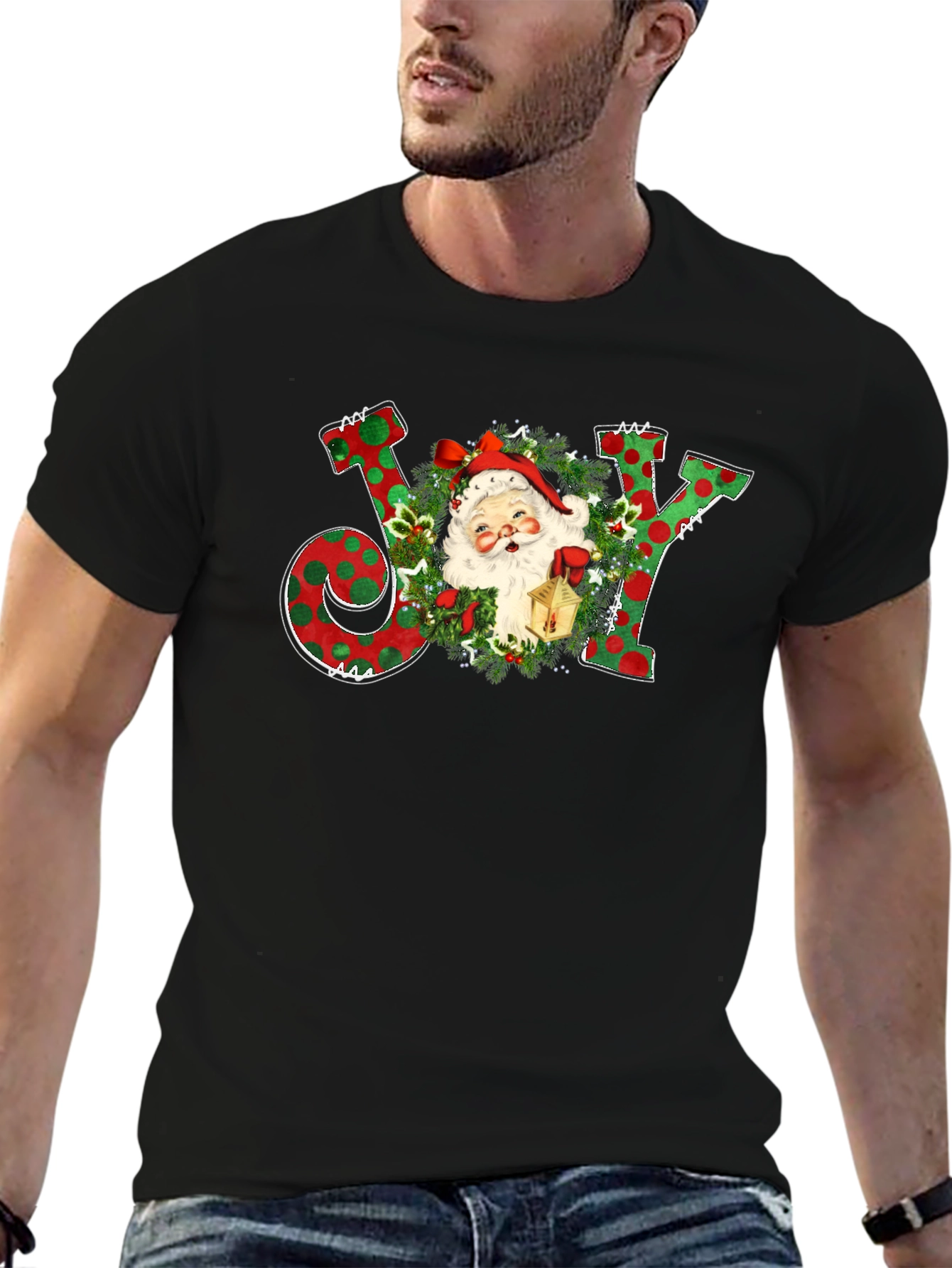 Festive Holiday Joy Santa T-Shirt