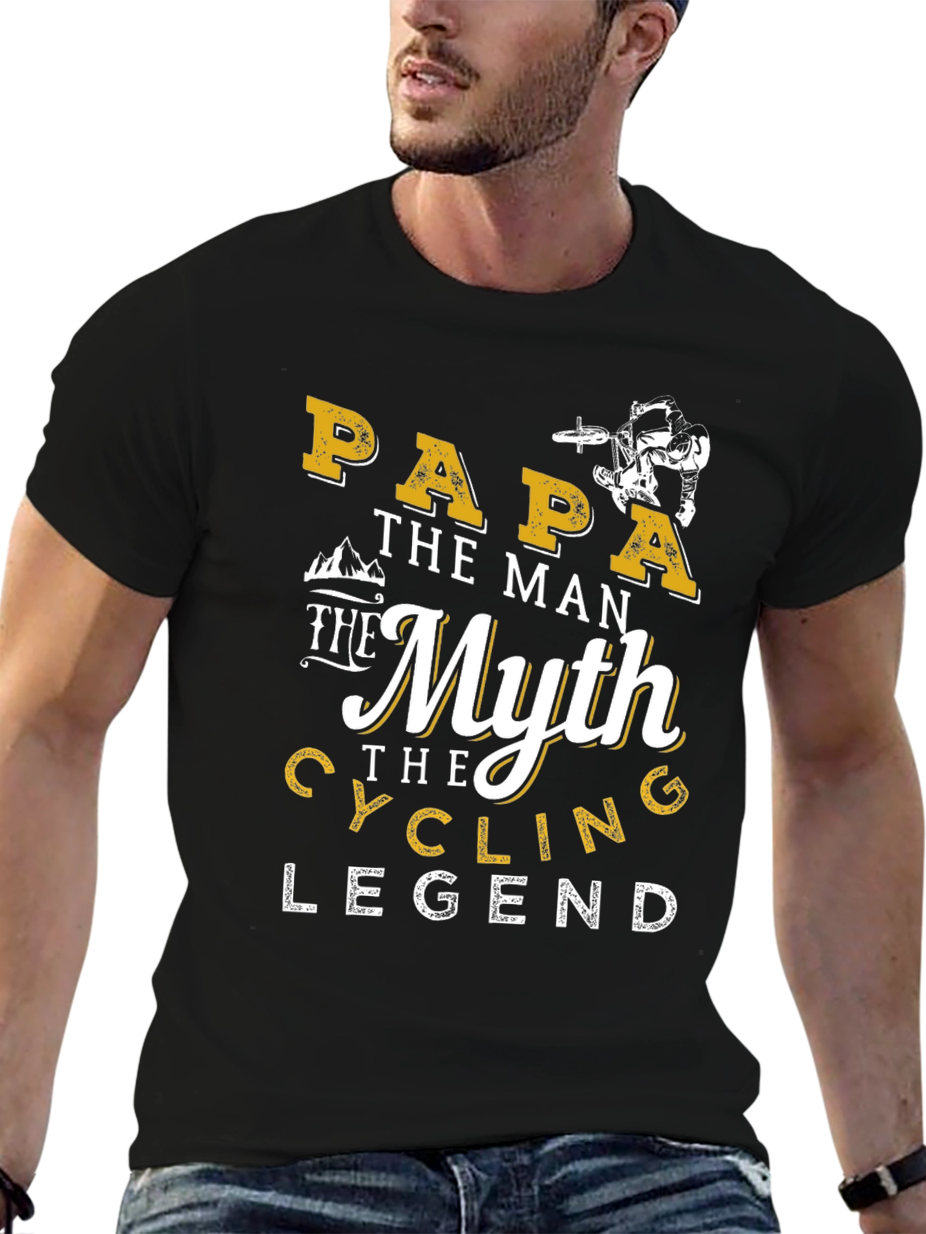 Papa Cycling Legend Graphic T-Shirt - Black