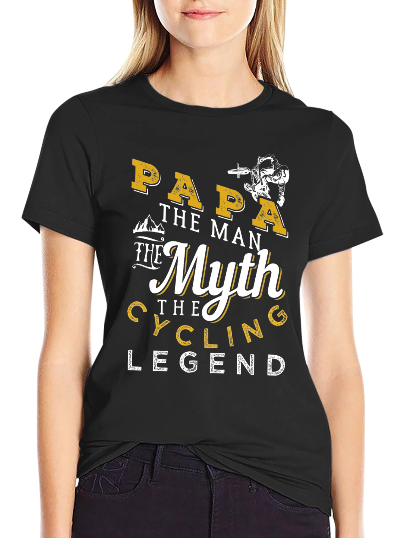 Papa Cycling Legend Graphic T-Shirt - Black