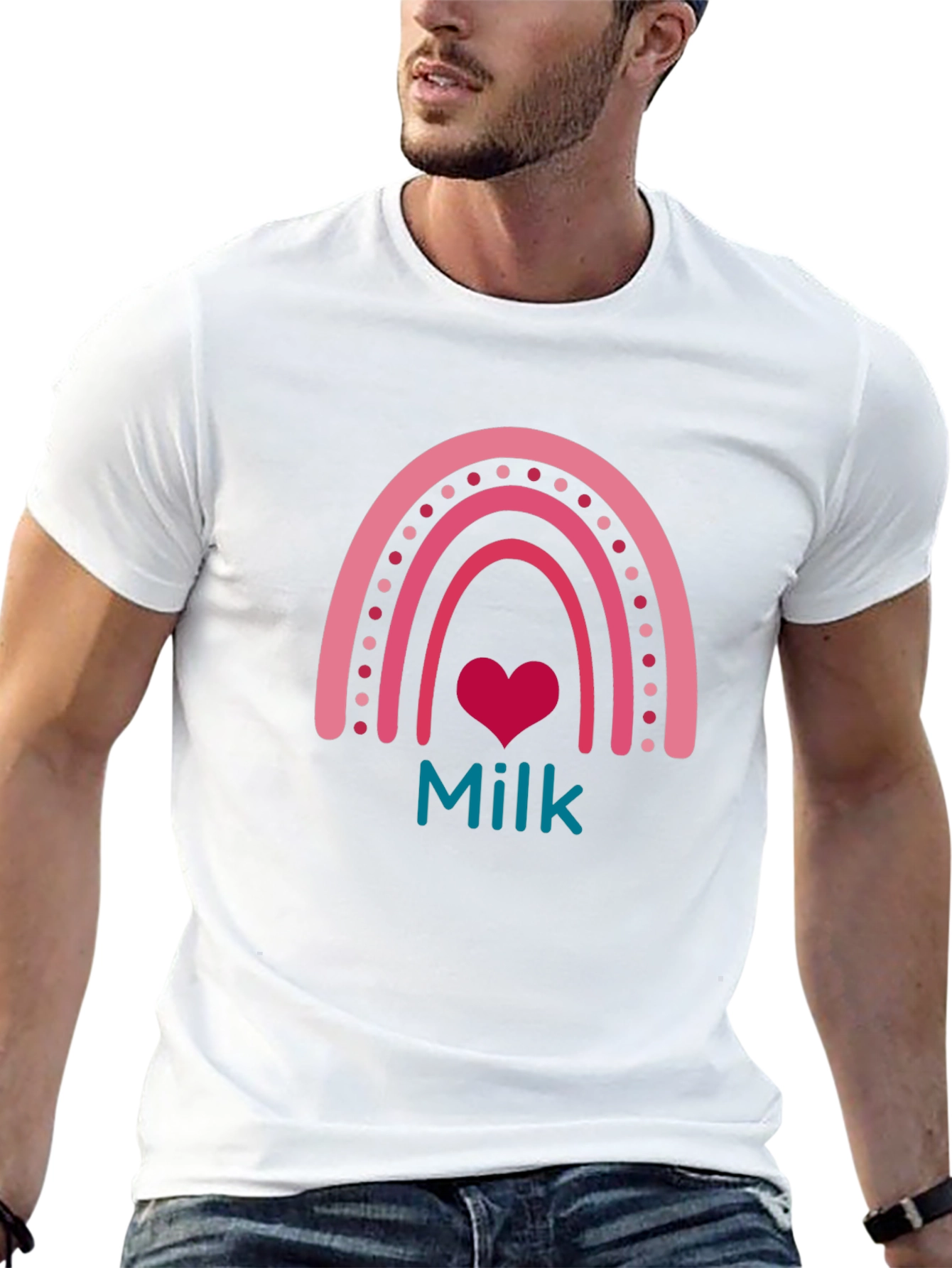 Cute Milk Heart Rainbow Graphic Tee
