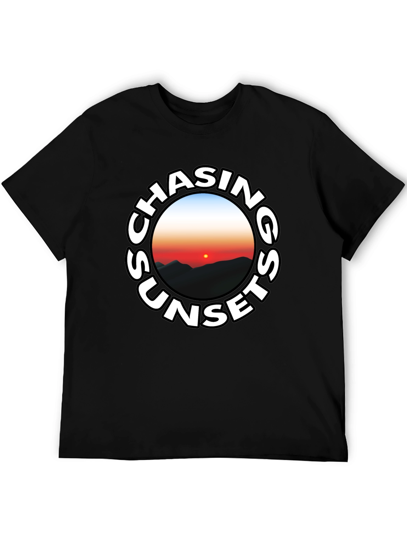 Chasing Sunsets Graphic Tee - Black Cotton T-Shirt