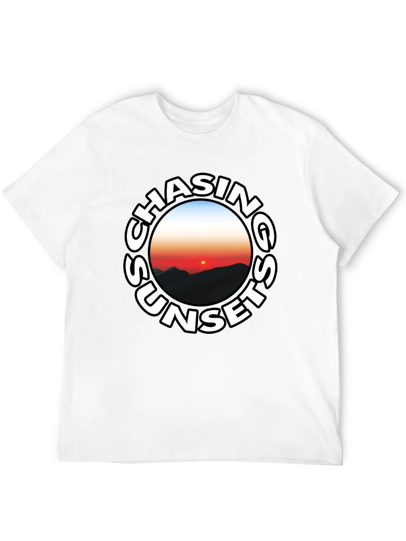Chasing Sunsets Graphic Tee - Black Cotton T-Shirt