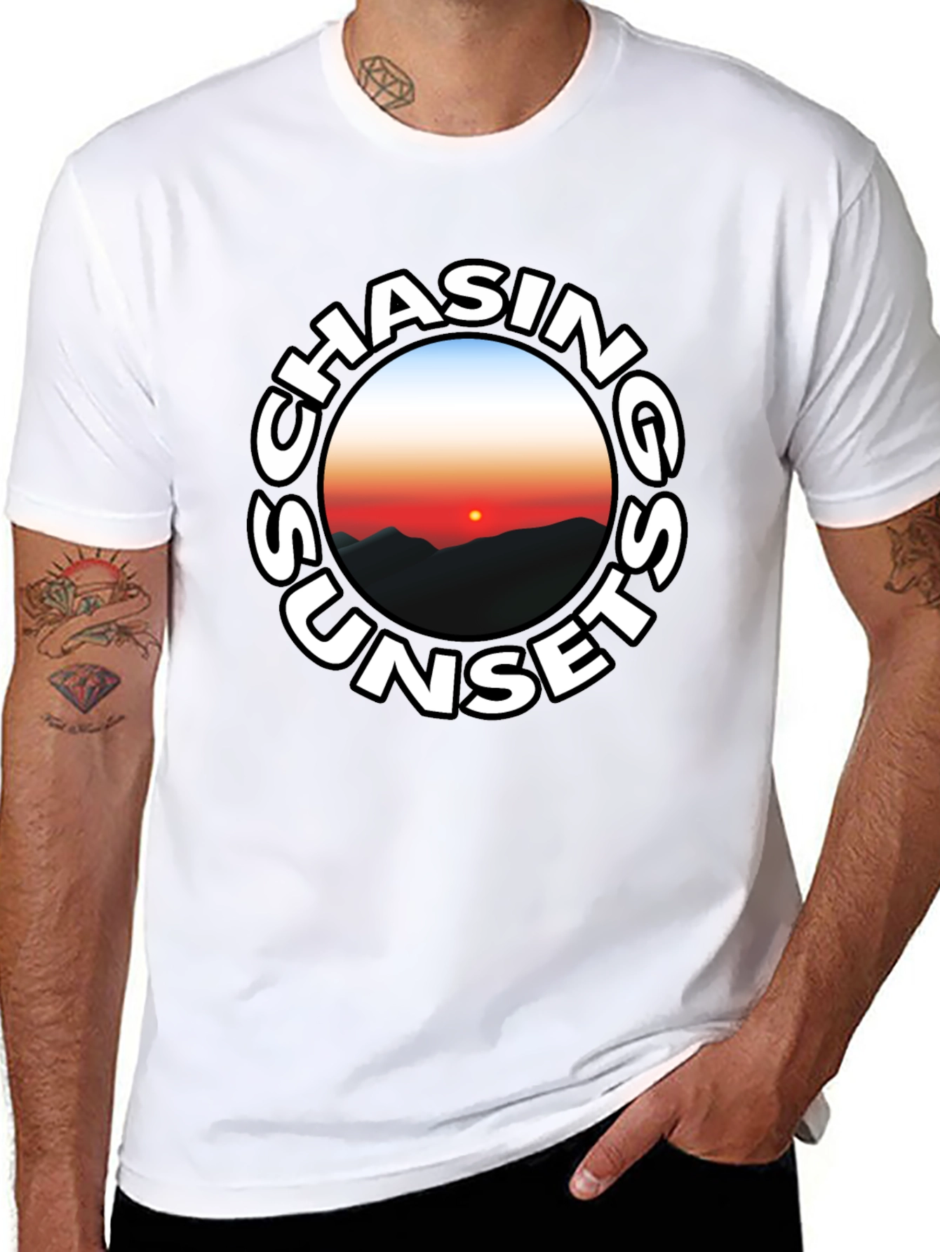Chasing Sunsets Graphic Tee - Black Cotton T-Shirt