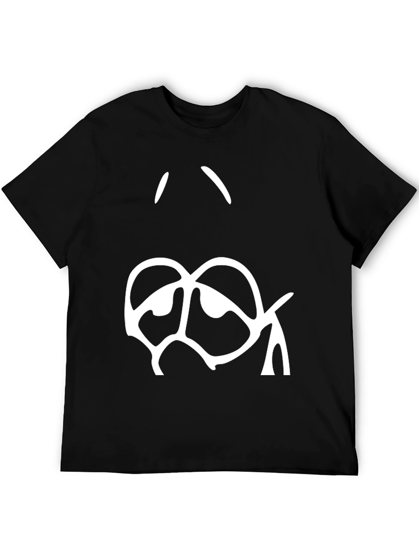 Abstract Face Graphic T-Shirt - Black