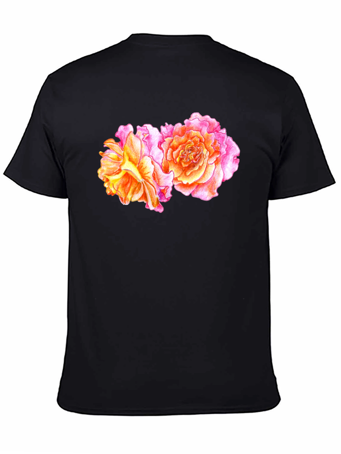 Floral Rose T-Shirt - Black