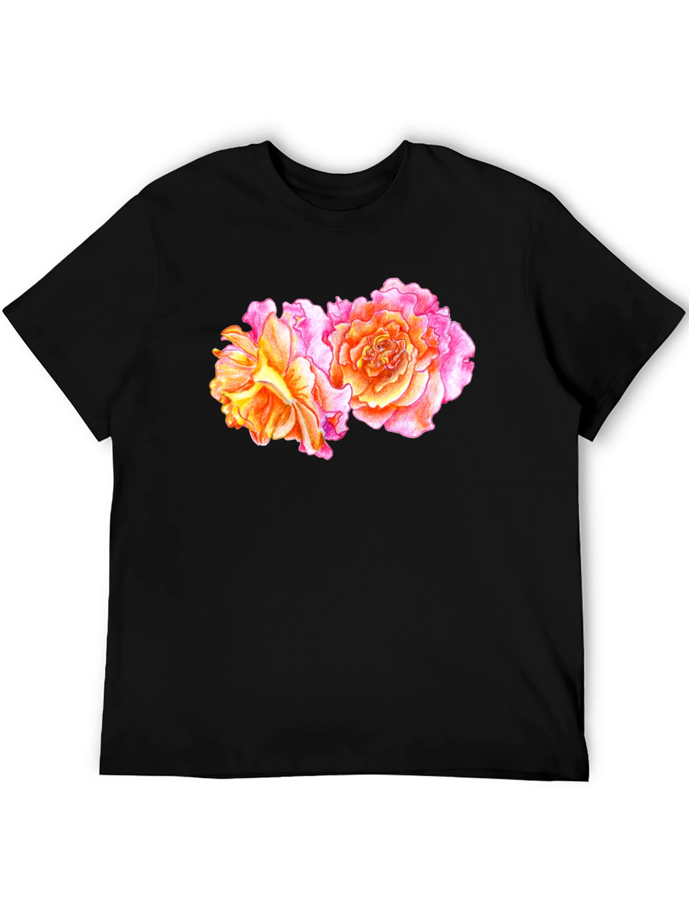 Floral Rose T-Shirt - Black