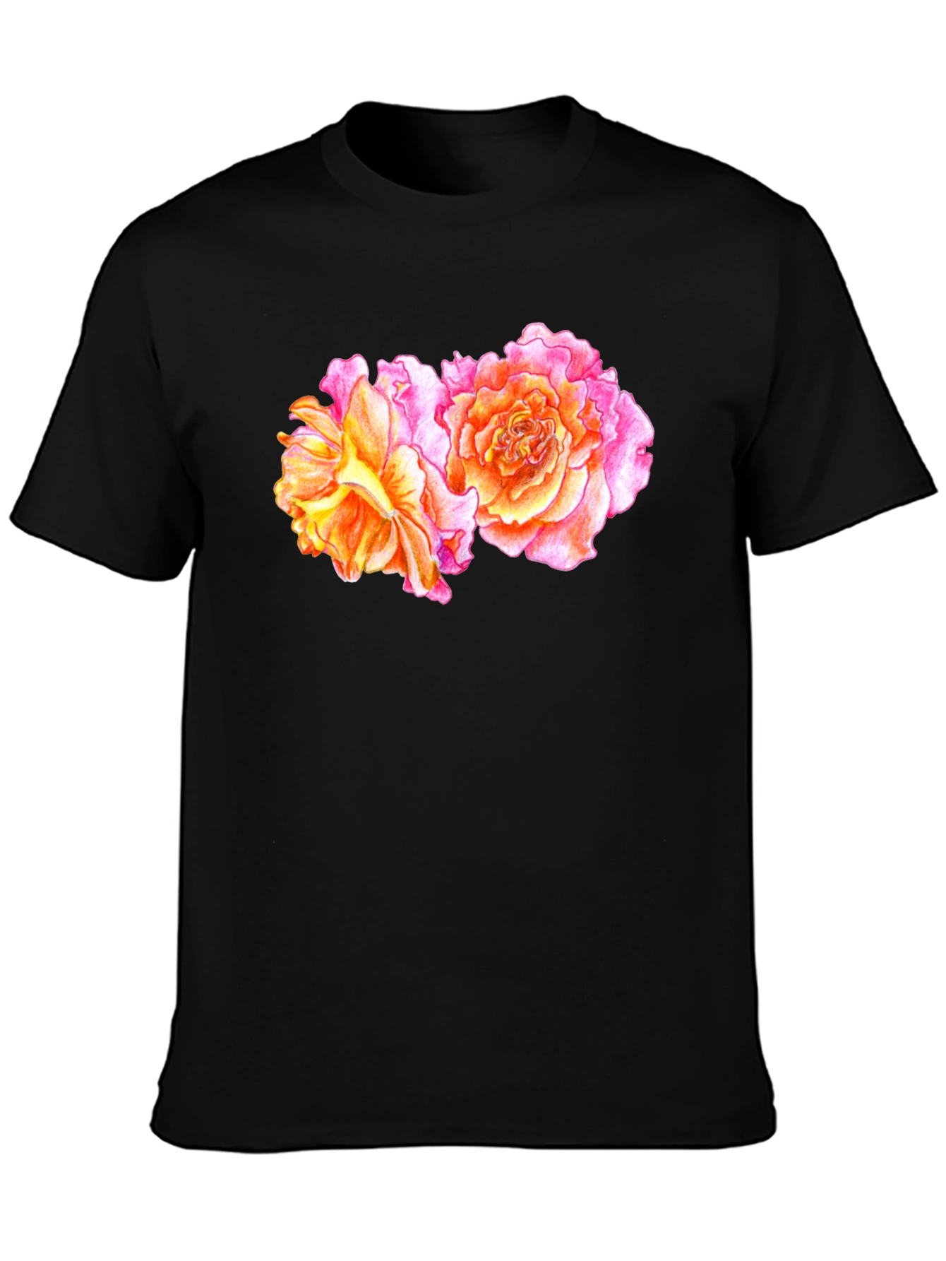 Floral Rose T-Shirt - Black