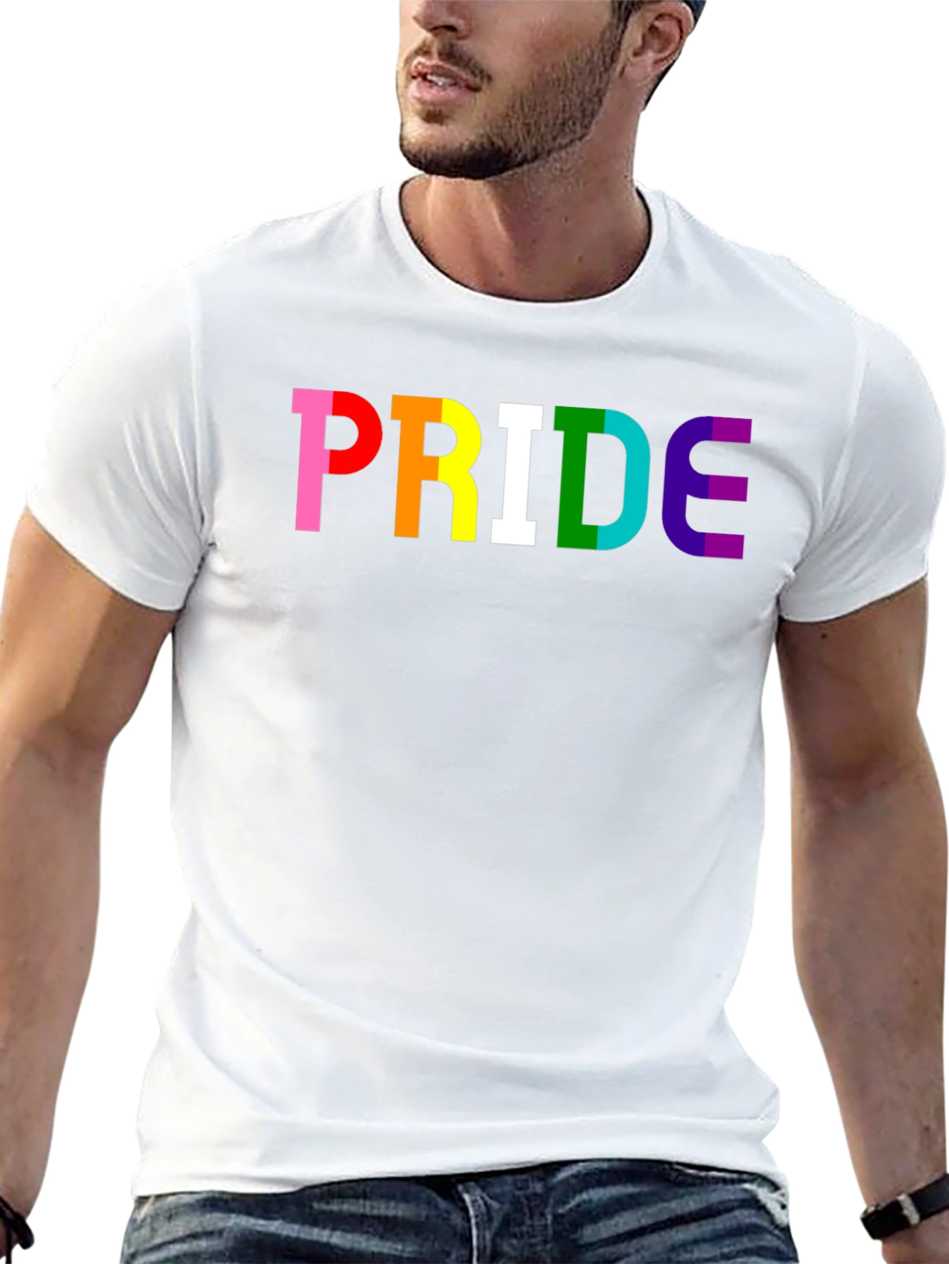 PRIDE Rainbow Graphic T-Shirt - Black Cotton Blend