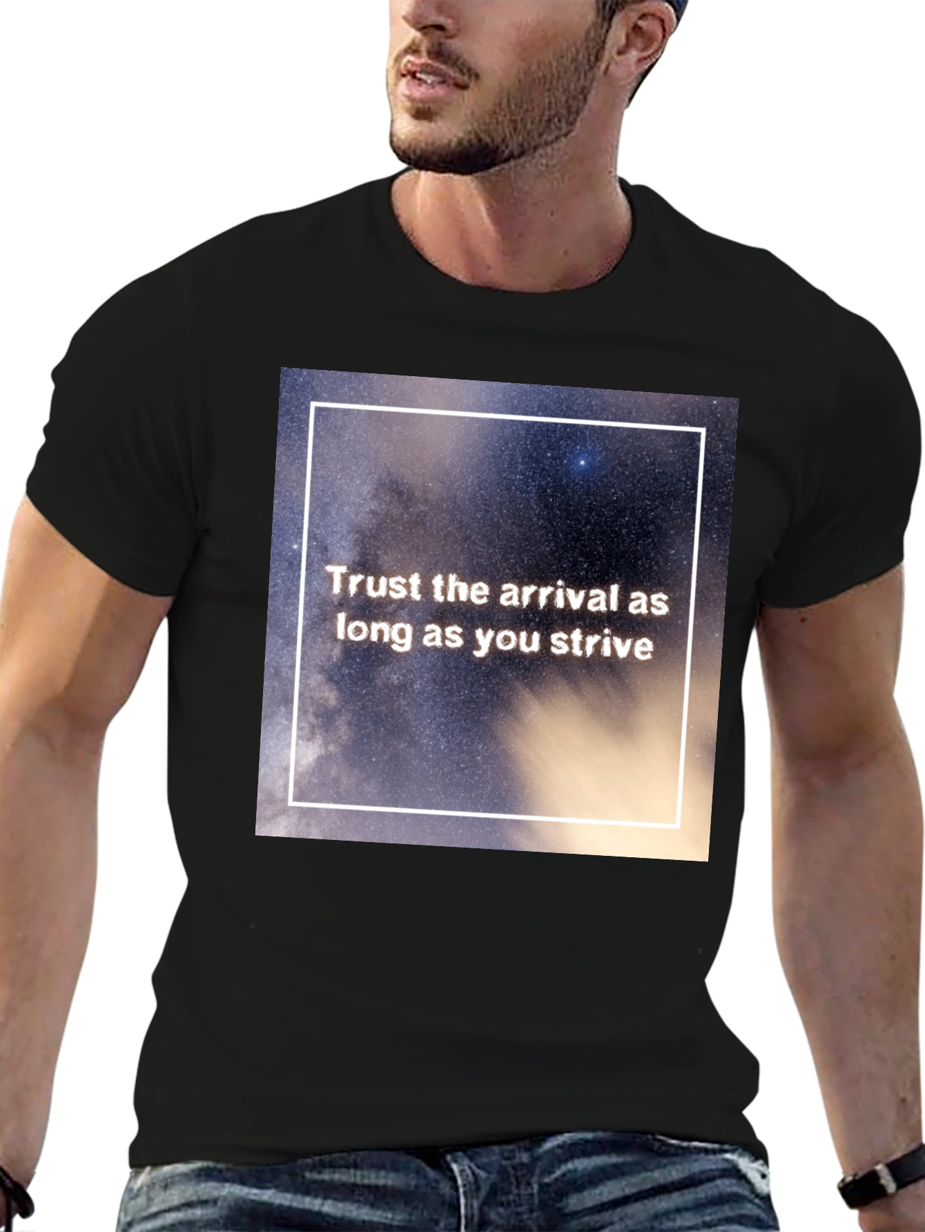 Trust The Arrival Graphic Tee - Black Casual T-Shirt