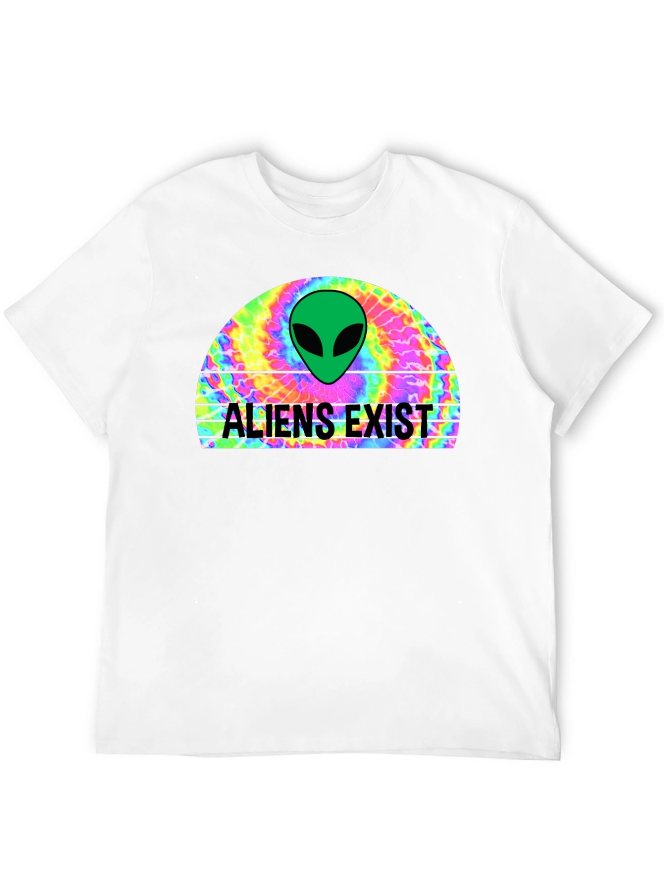 Aliens Exist Graphic T-Shirt - Retro Tie Dye Design