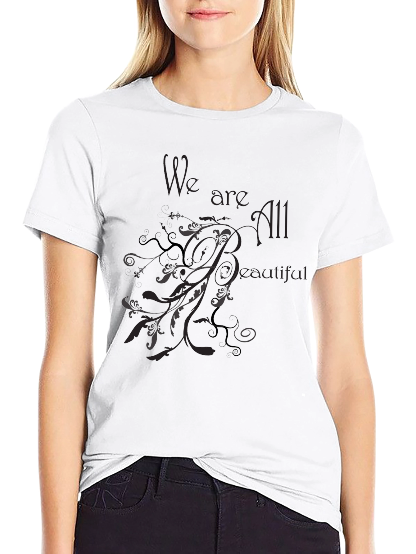 We are All Beautiful Black Graphic Tee