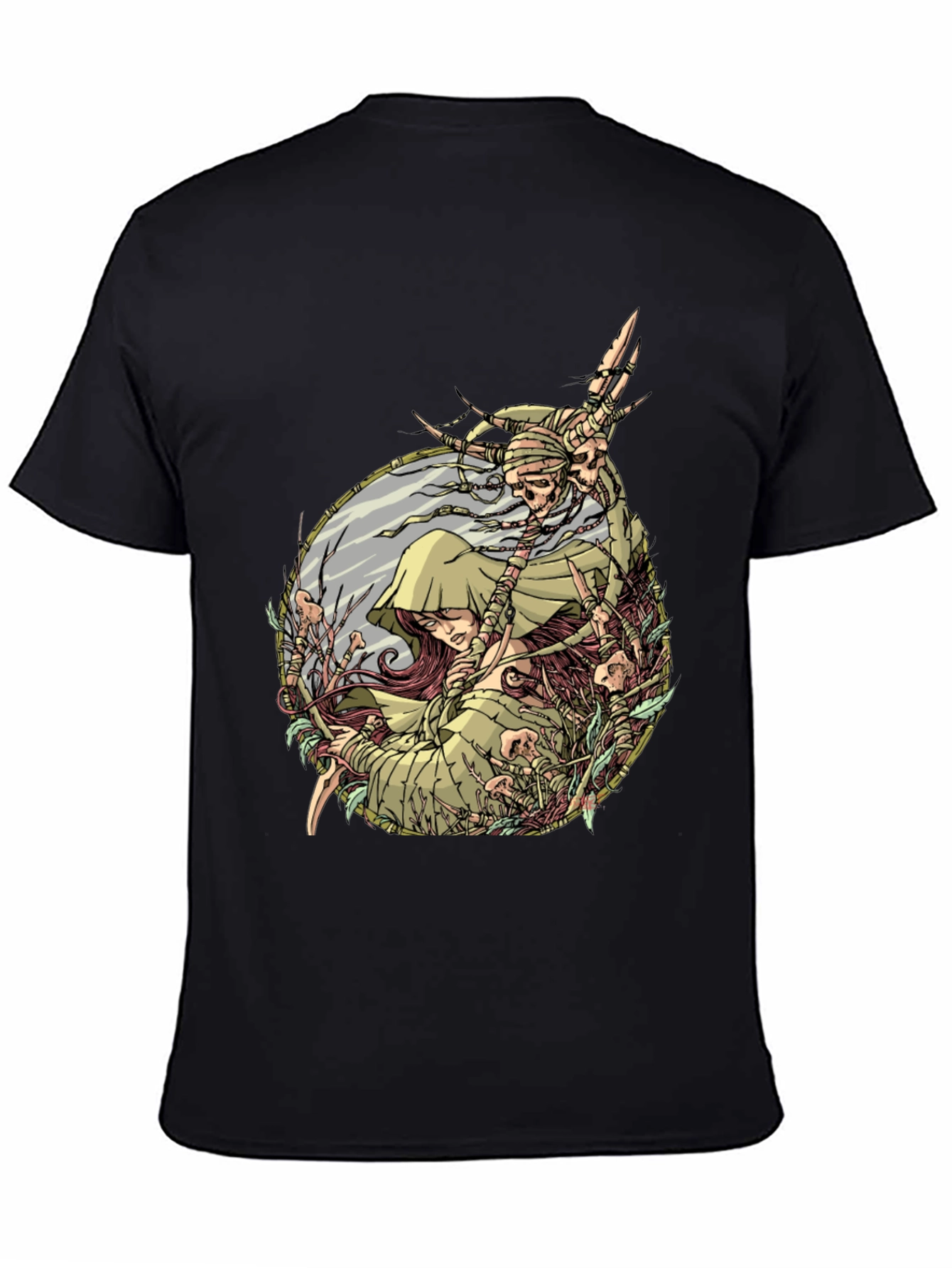 Mystic Forest Graphic Tee - Black Cotton Shirt