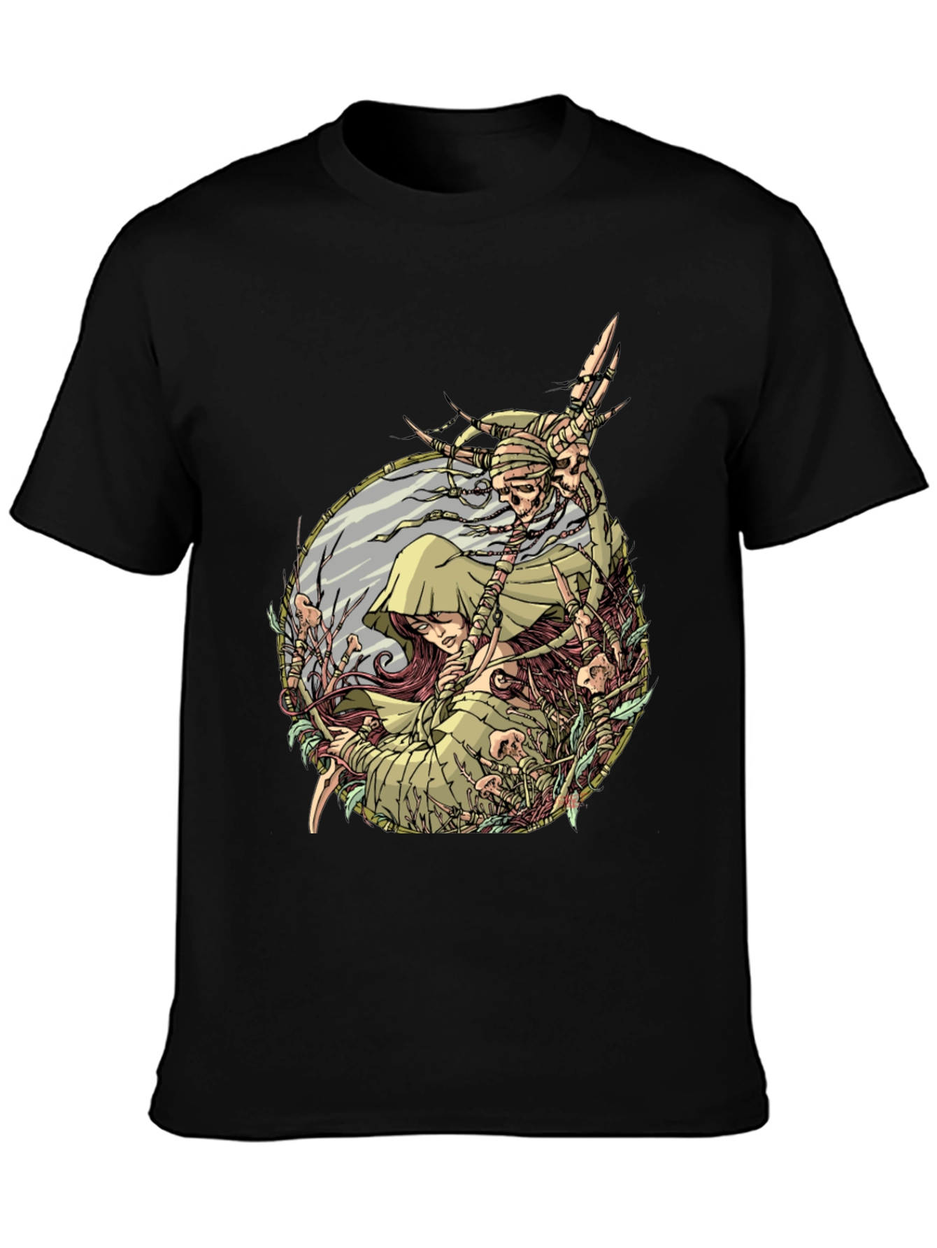 Mystic Forest Graphic Tee - Black Cotton Shirt