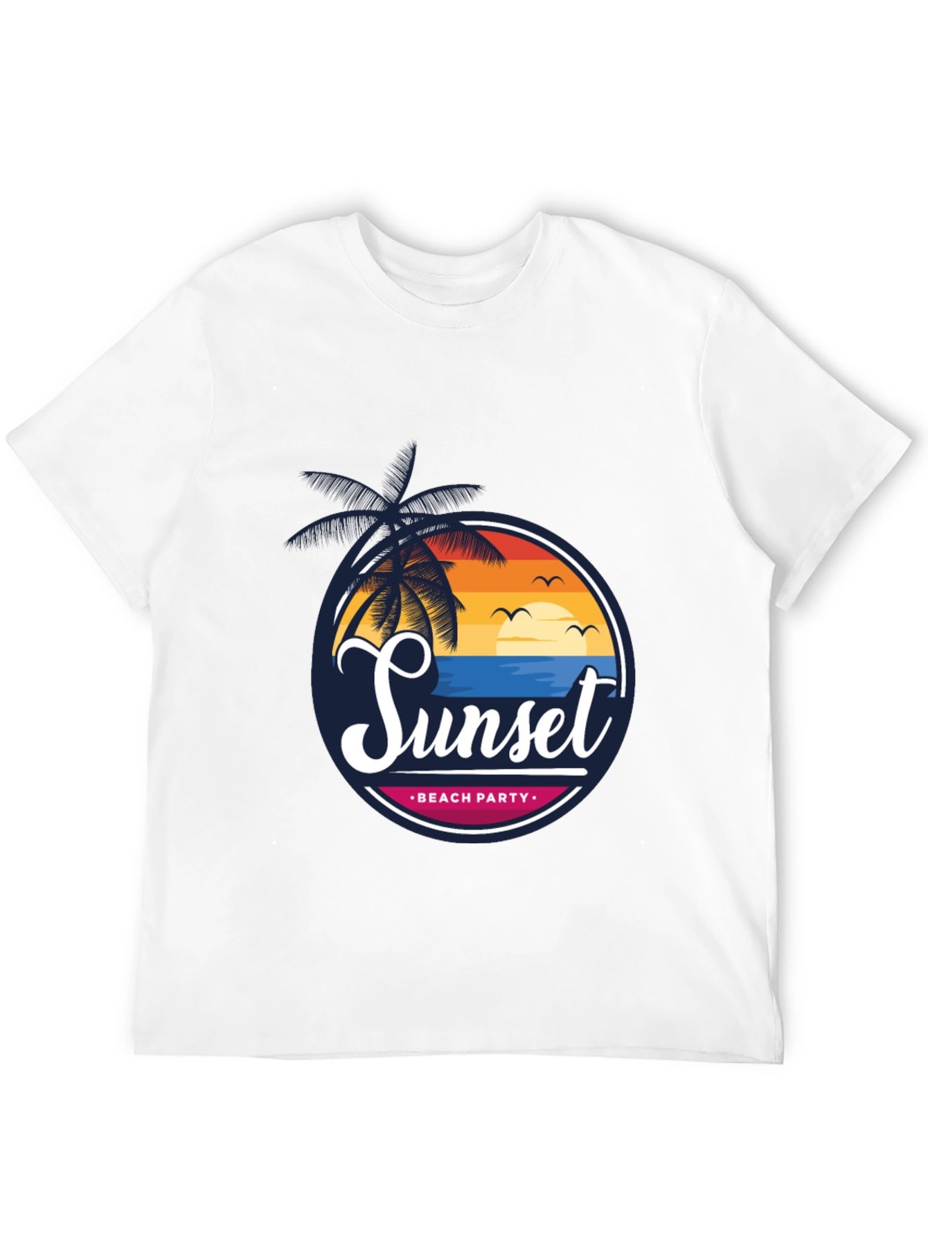 Sunset Beach Party Black Graphic Tee