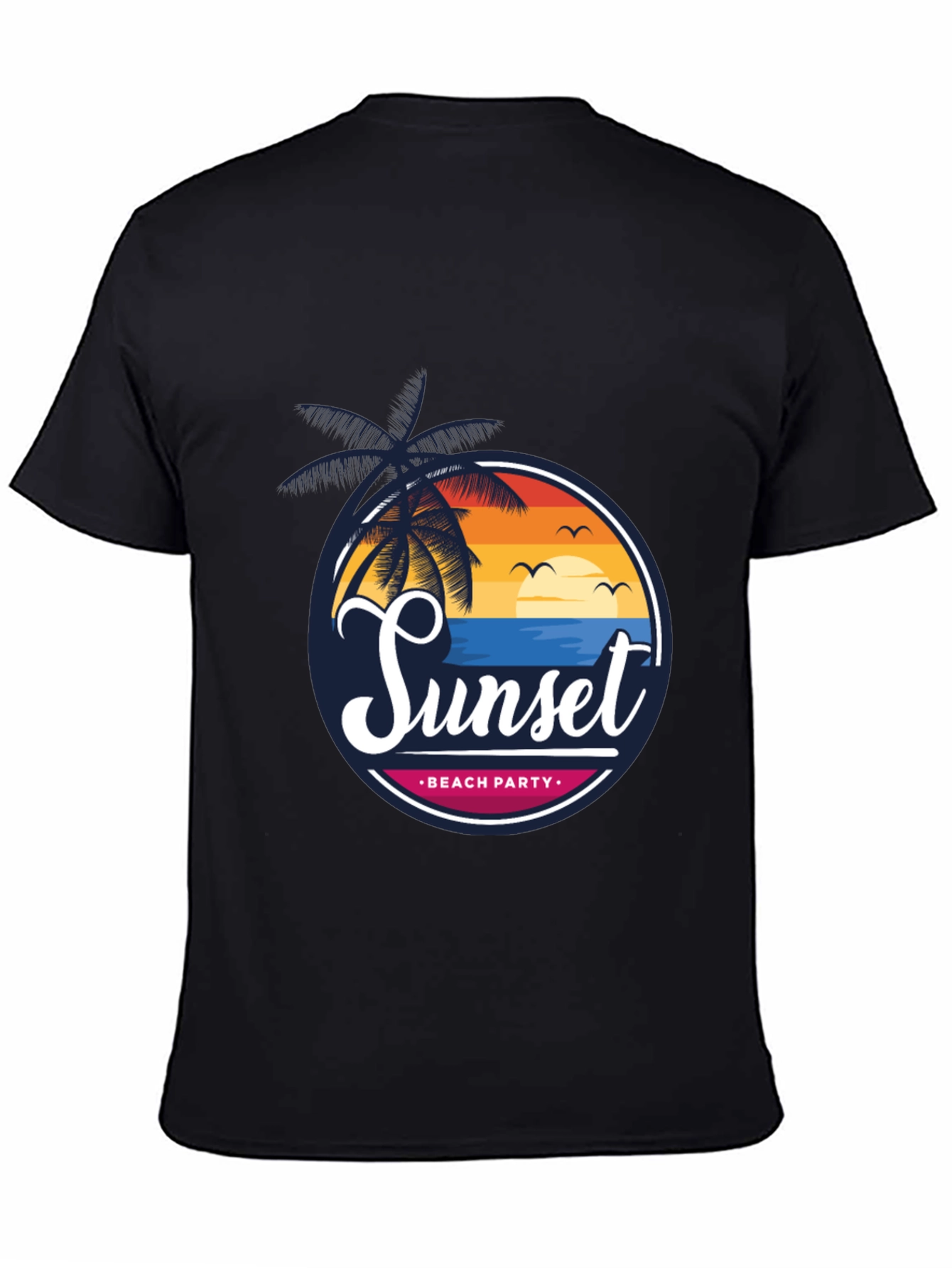 Sunset Beach Party Black Graphic Tee