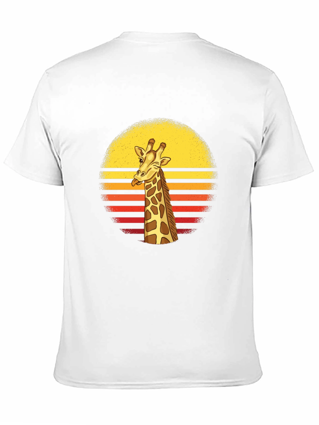 Funny Giraffe Retro Sunset Mens Black T-Shirt