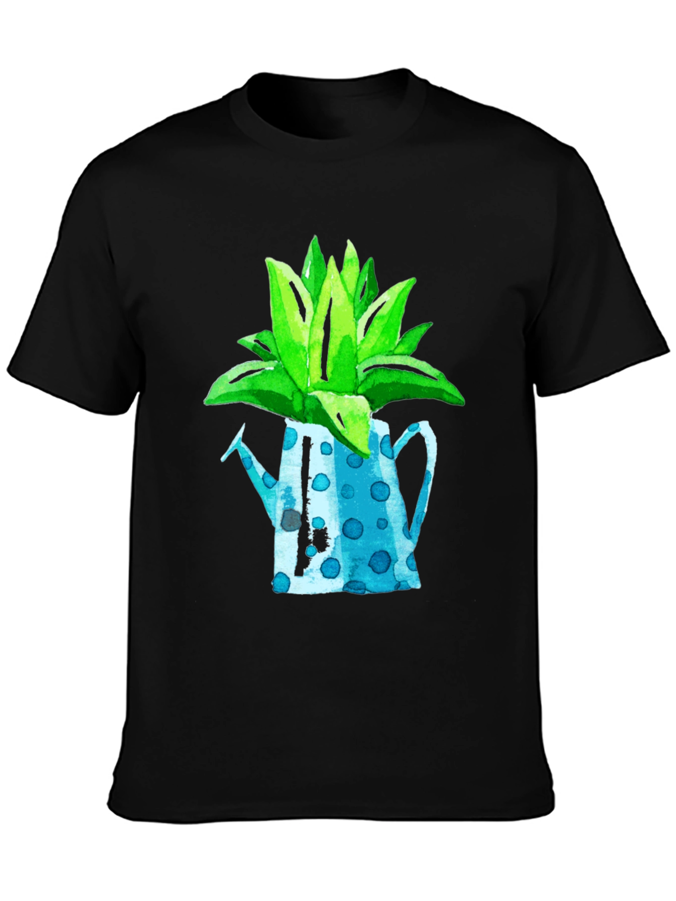 Plant Pot Graphic Tee - Black Cotton T-Shirt