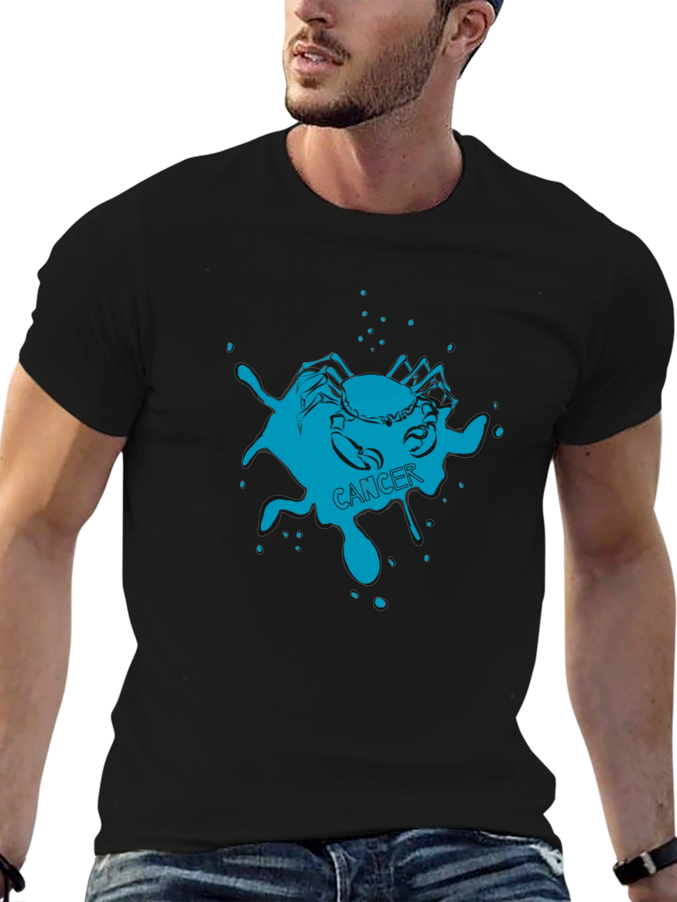 Cancer Zodiac T-Shirt - Black Graphic Tee
