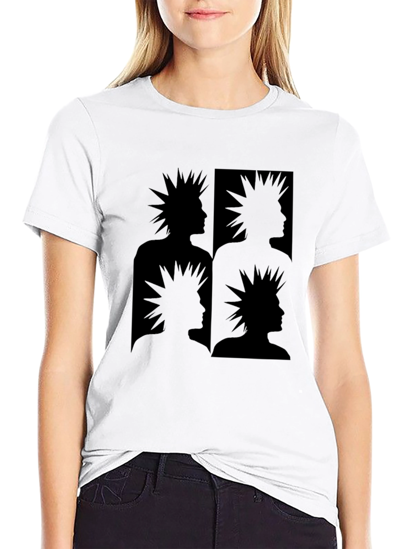 Edgy Punk Graphic Tee - Modern Silhouette Design