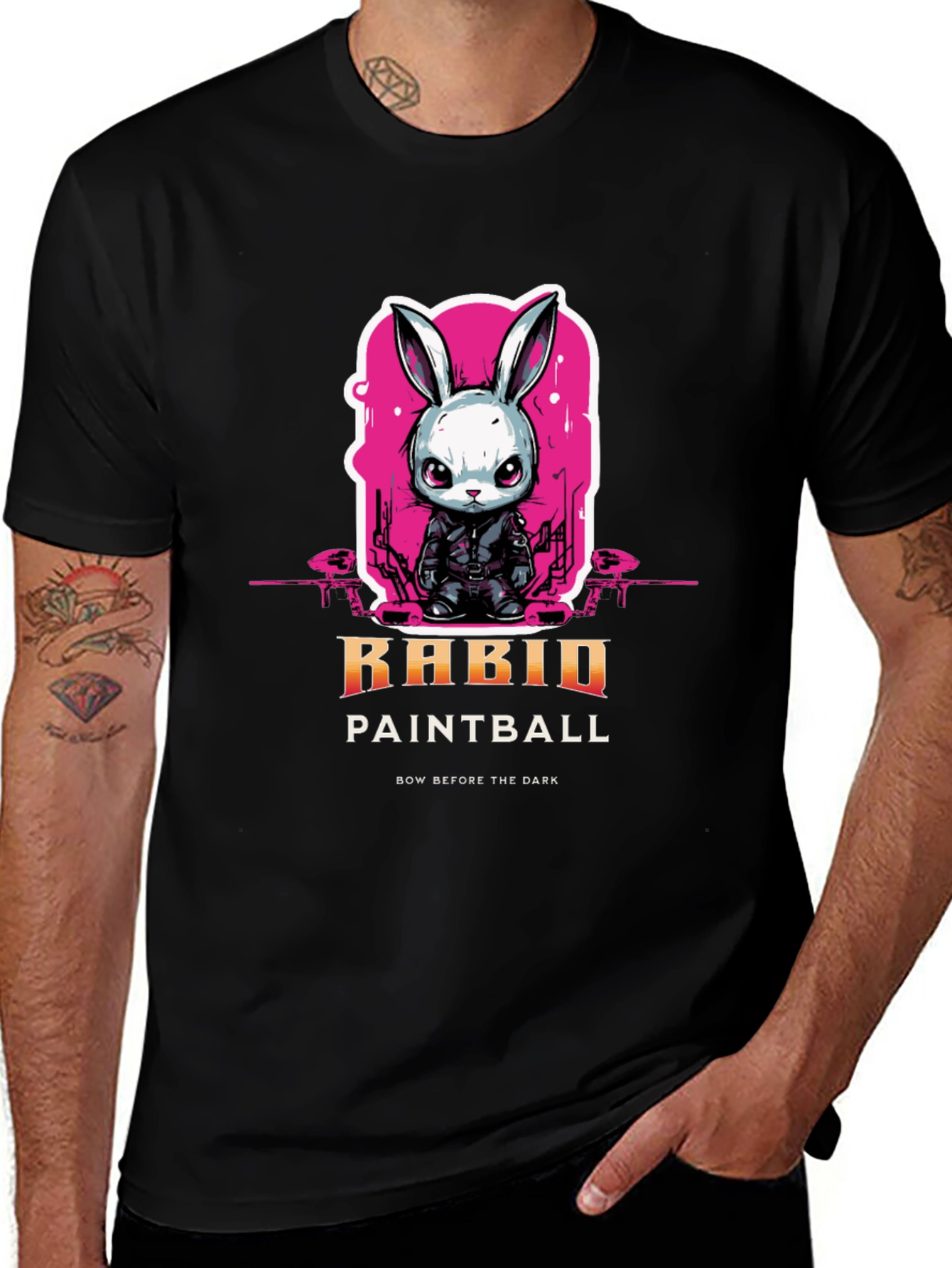 Rabid Paintball T-Shirt: Dark Rabbit Design