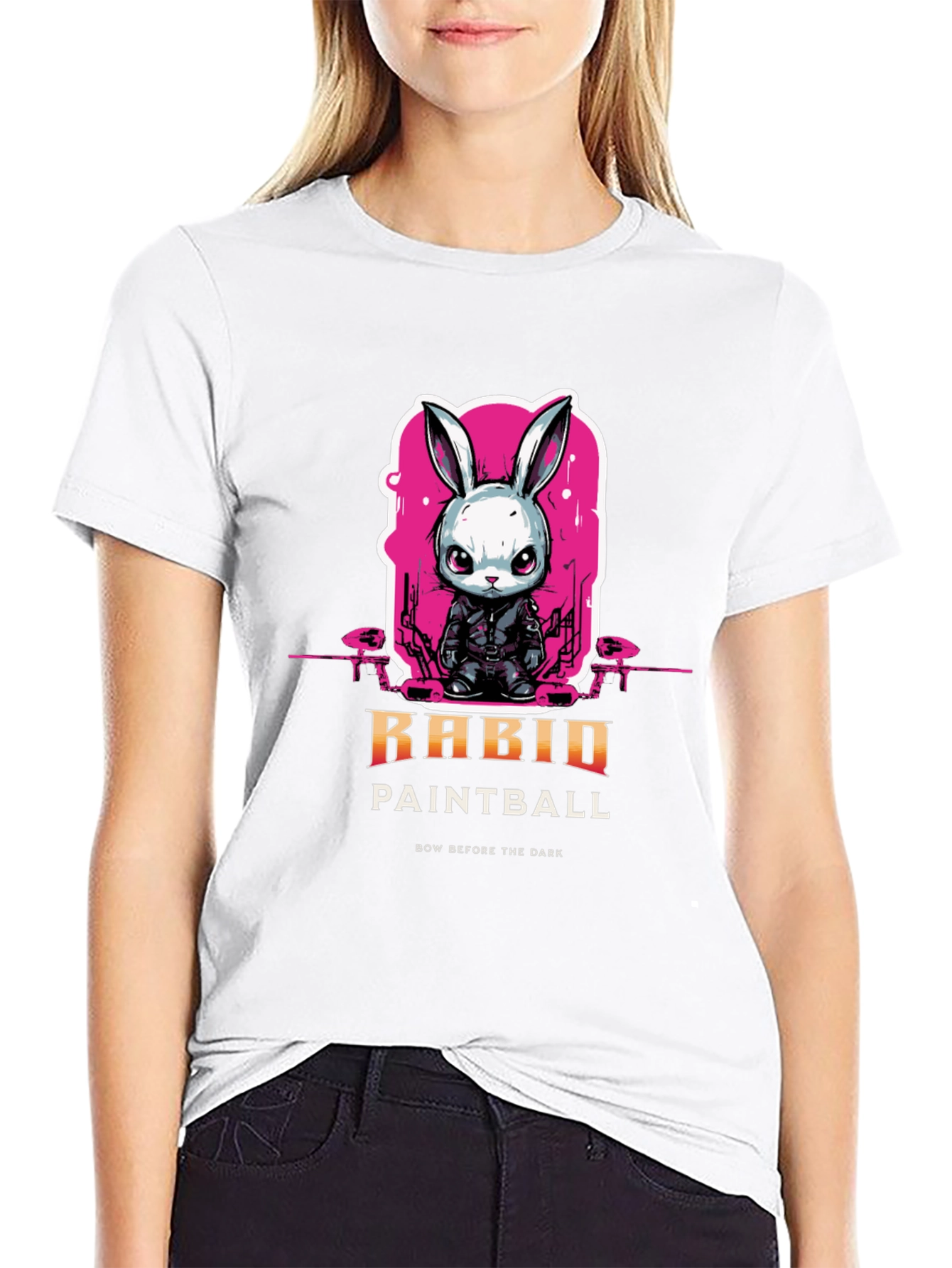 Rabid Paintball T-Shirt: Dark Rabbit Design