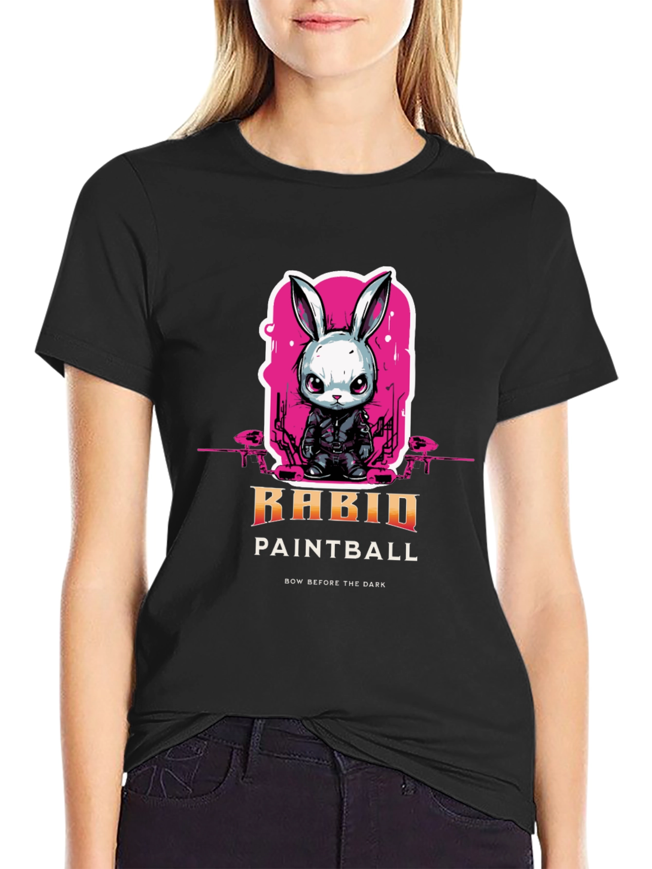 Rabid Paintball T-Shirt: Dark Rabbit Design