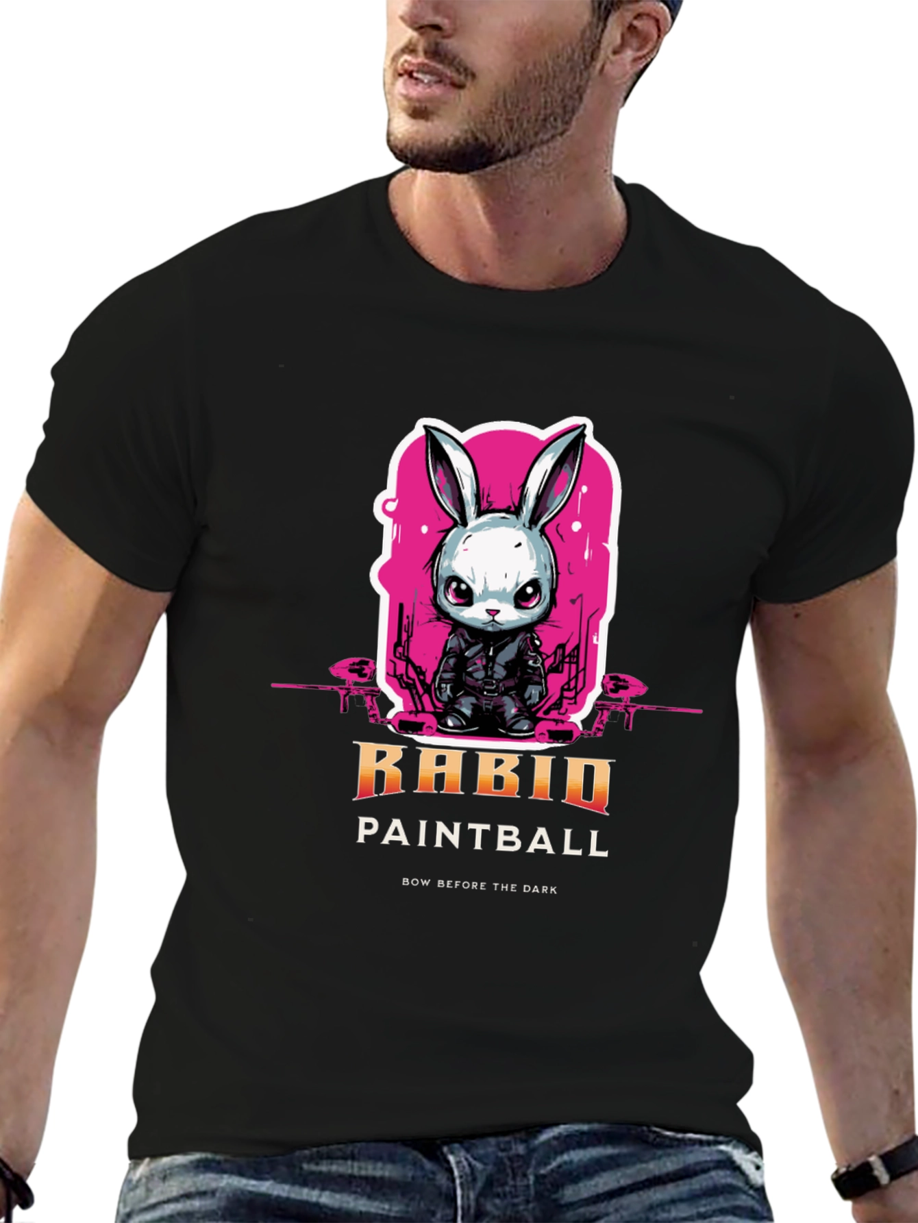 Rabid Paintball T-Shirt: Dark Rabbit Design