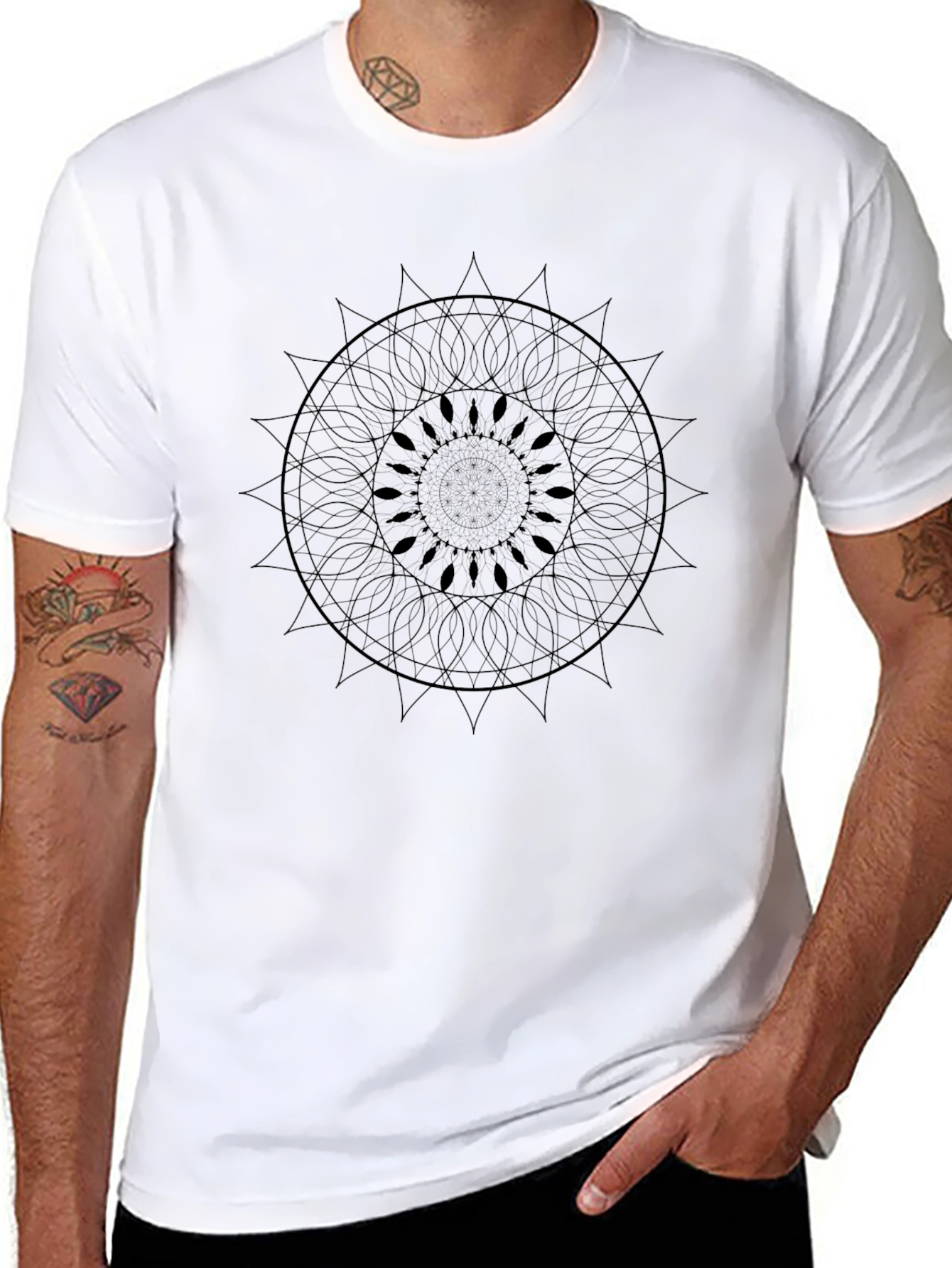 Mandala Print Black T-Shirt - Stylish & Comfortable