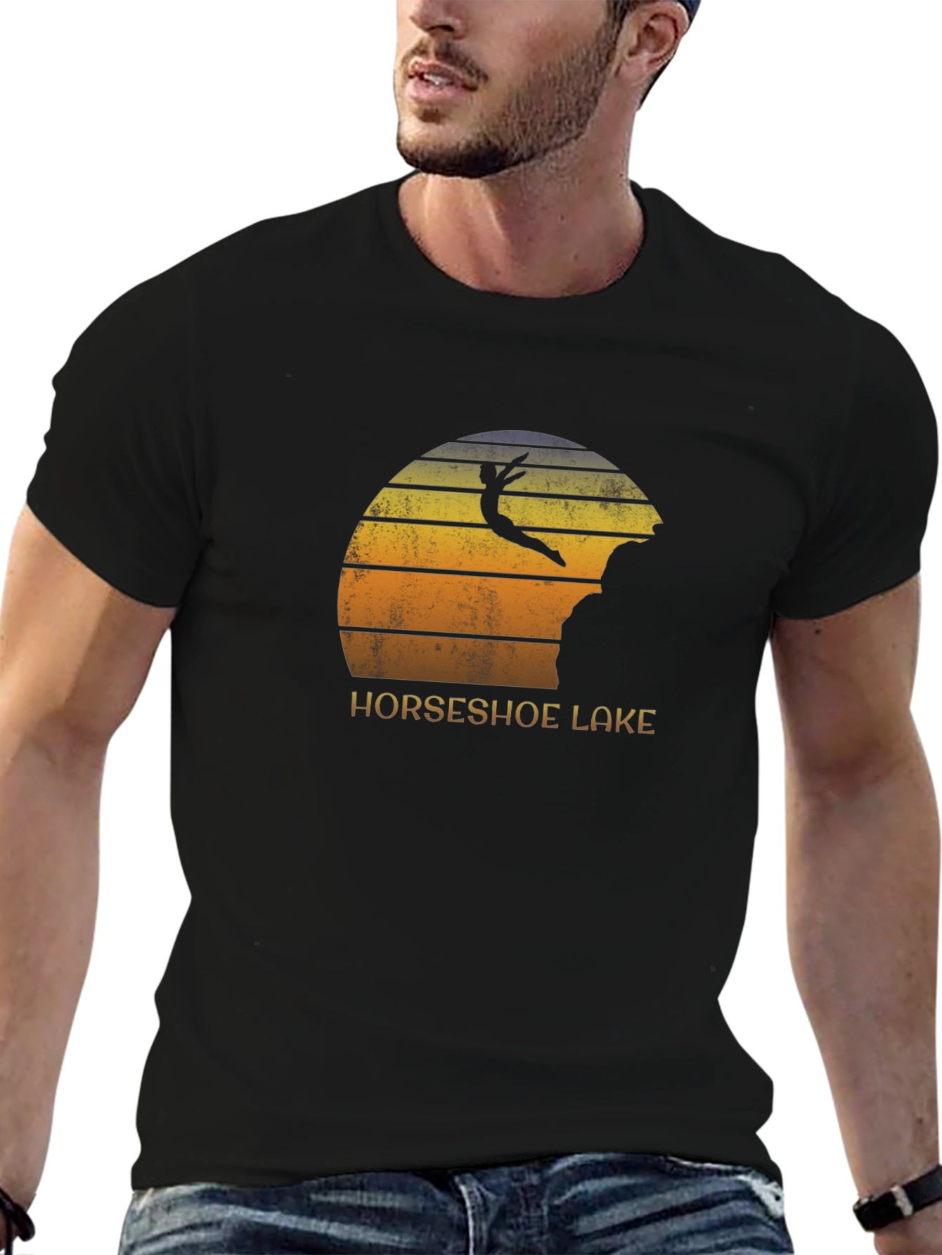 Horseshoe Lake Cliff Diver Black T-Shirt