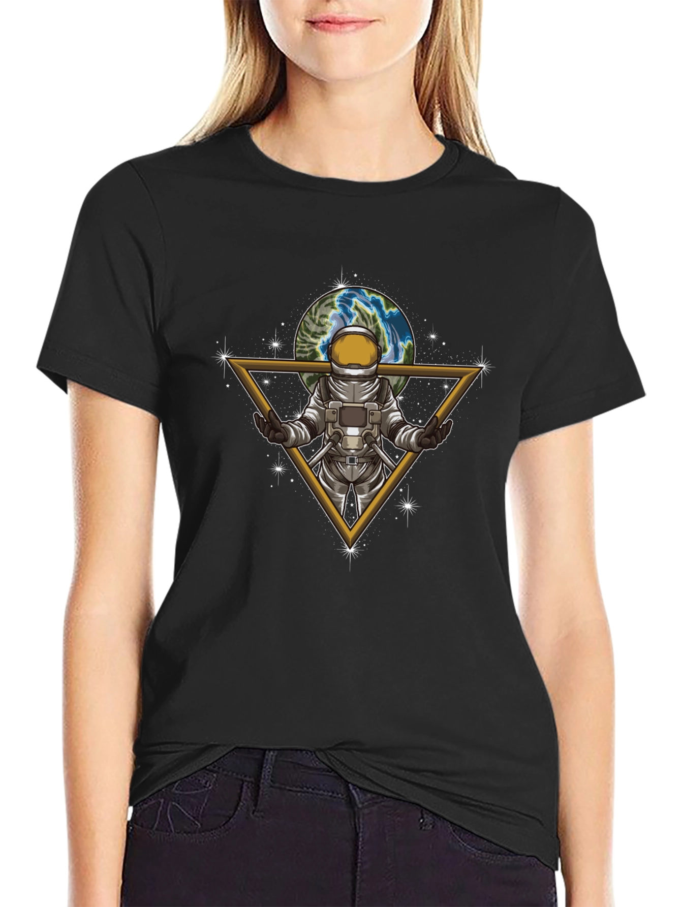 Astronaut Earth Graphic Tee - Stylish Space Design