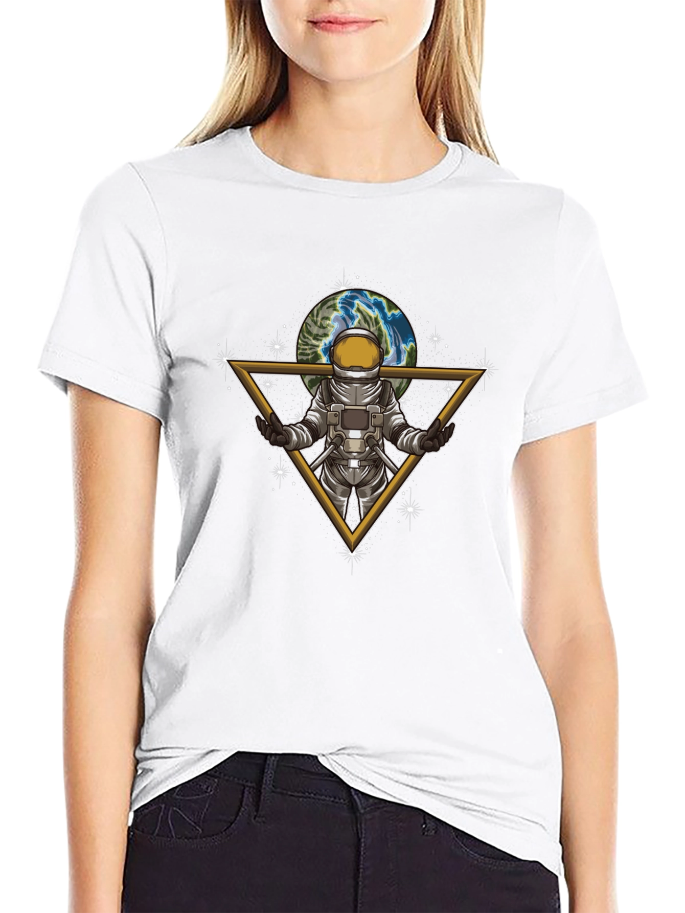 Astronaut Earth Graphic Tee - Stylish Space Design