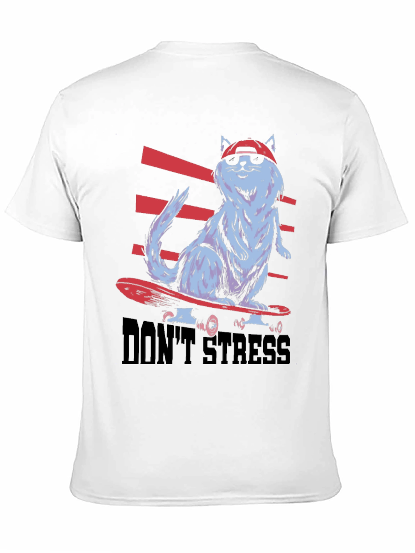 Cool Cat Skateboard T-Shirt - Dont Stress
