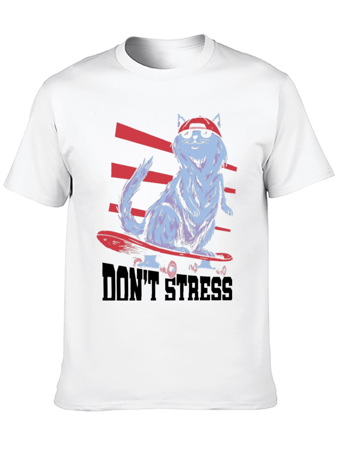 Cool Cat Skateboard T-Shirt - Dont Stress