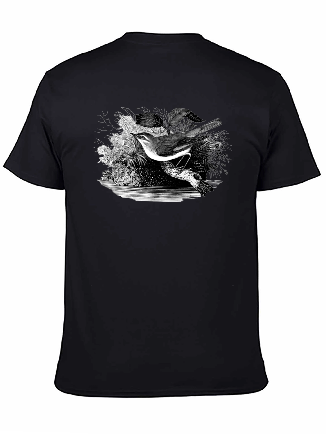 Bird Graphic Print Black T-Shirt
