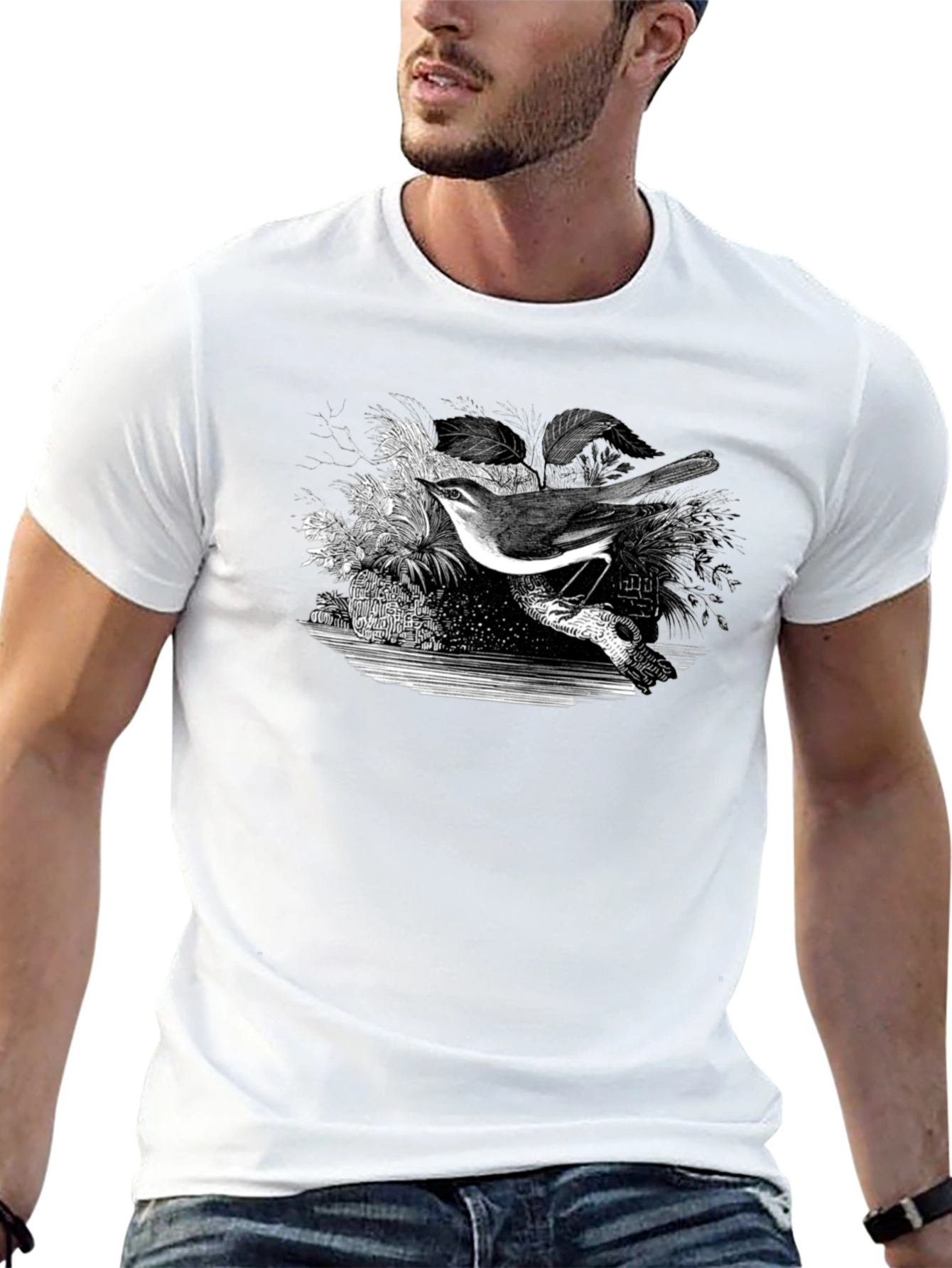 Bird Graphic Print Black T-Shirt