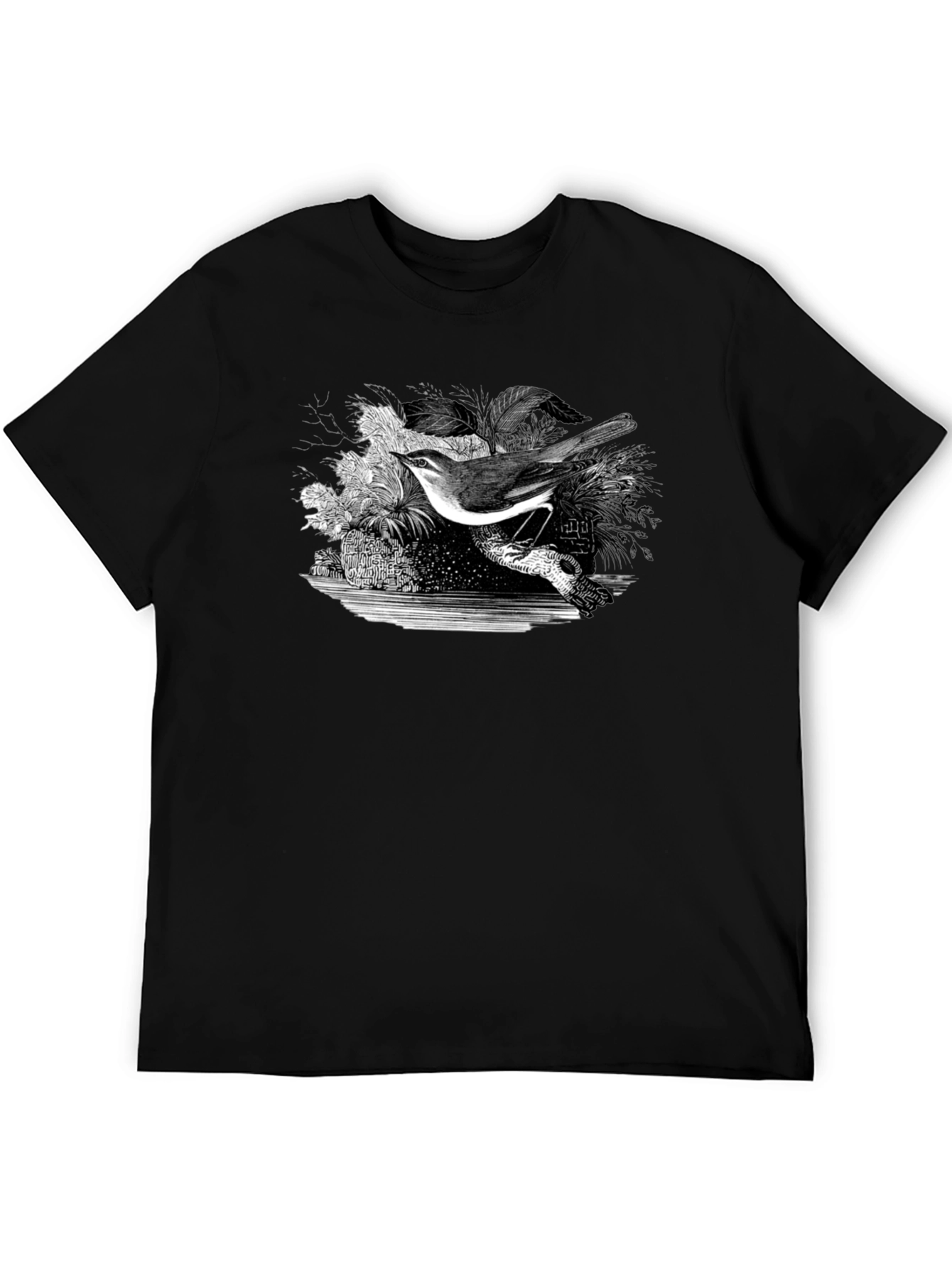 Bird Graphic Print Black T-Shirt