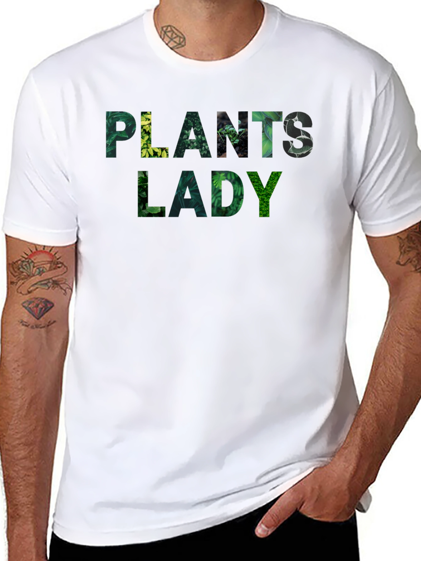 Plants Lady T-Shirt - Botanical Green Text