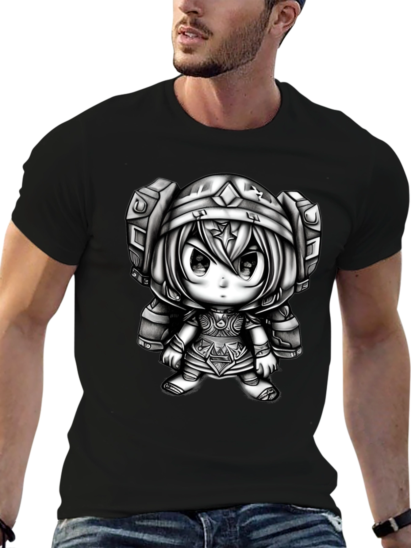 Anime Character Graphic Tee - Black