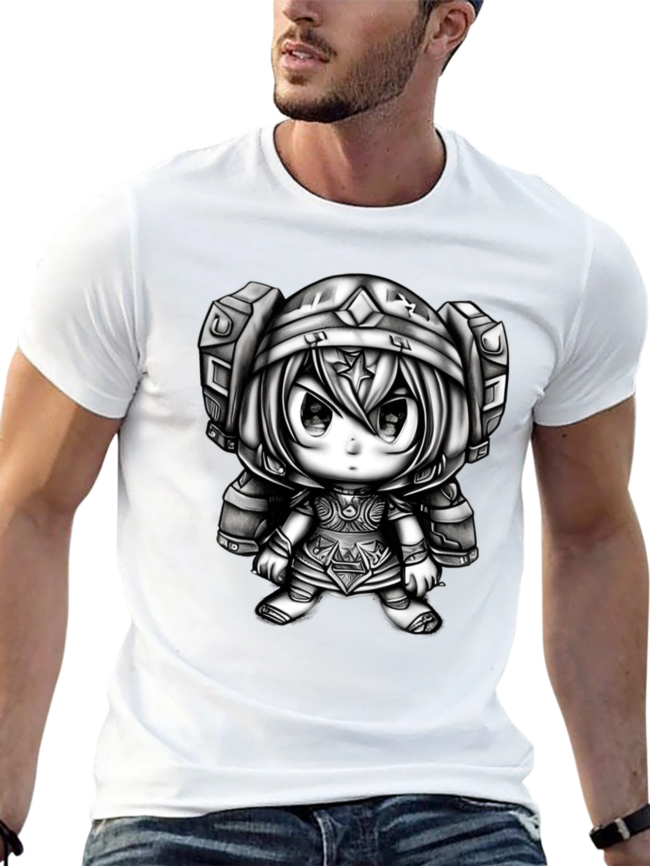 Anime Character Graphic Tee - Black